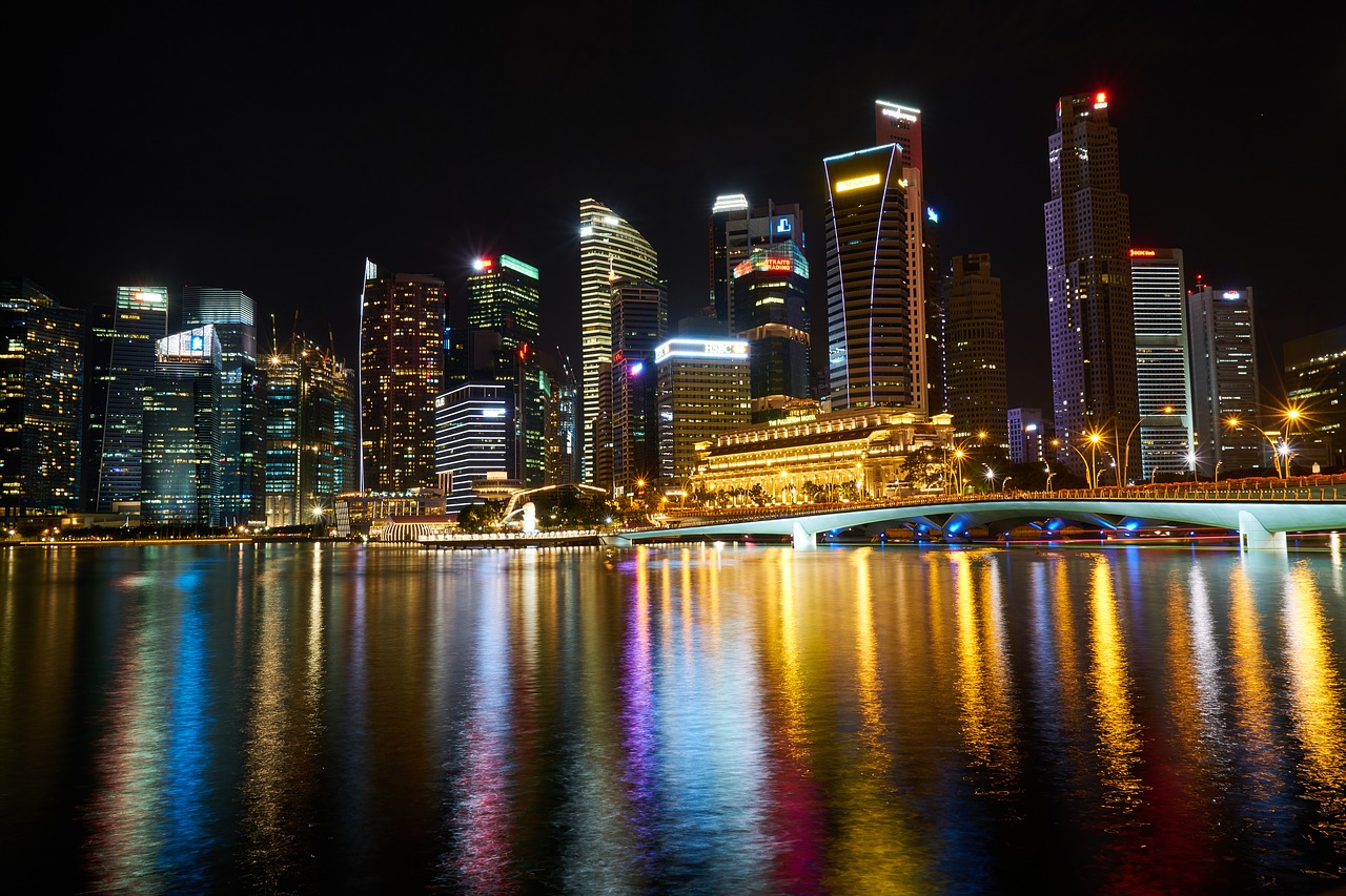 Singapūras, Asian, Kelionė, Miesto, Architektūra, Gražus, Pastatas, Dangoraižis, Ilga Ekspozicija, Miestas
