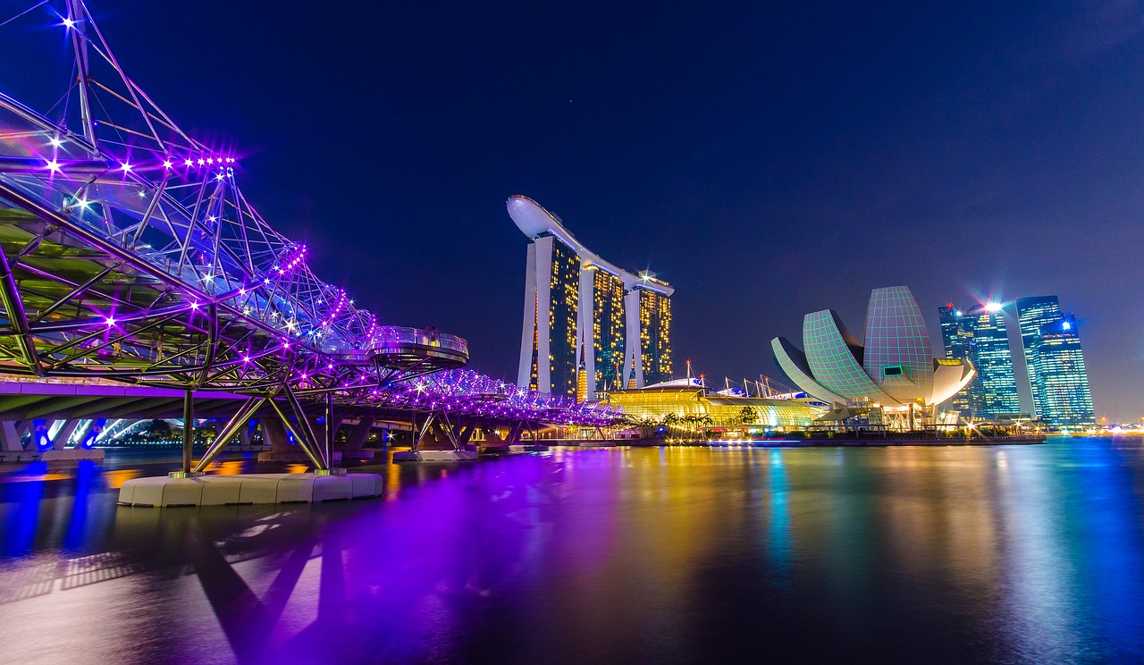 Singapūras, Marina Bay, Spiralė, Miesto Skveras, Nakties Trumpas, Nemokamos Nuotraukos,  Nemokama Licenzija