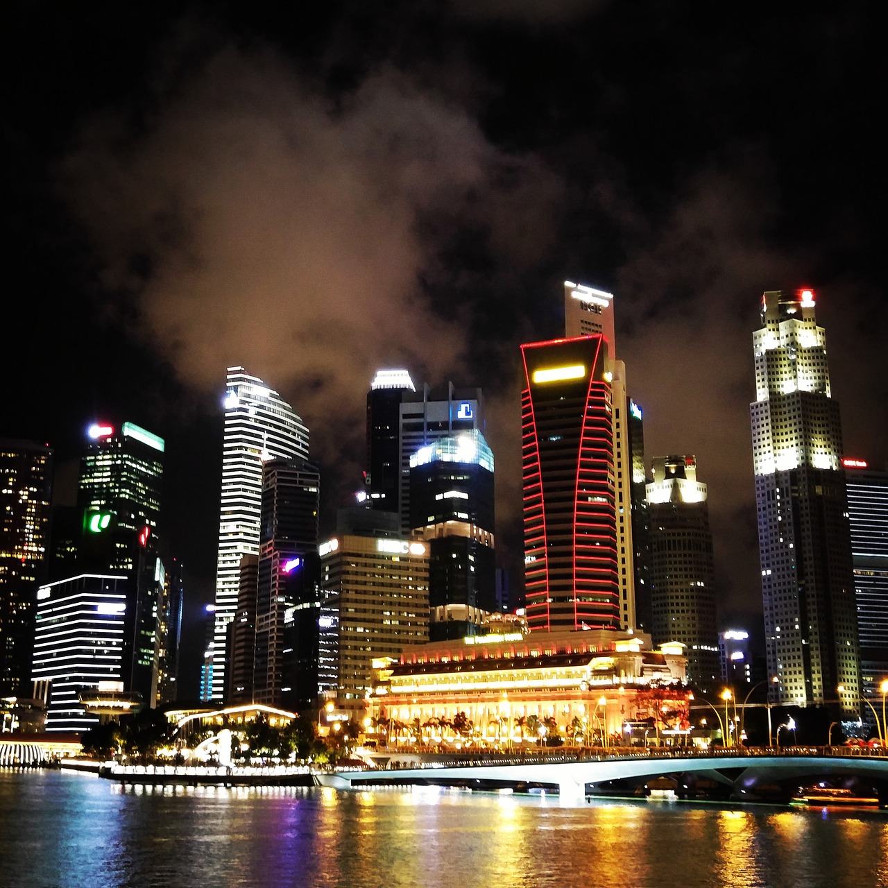 Singapūras, Miestas, Naktis, Panorama, Architektūra, Miesto, Miesto Panorama, Asija, Kelionė, Centro