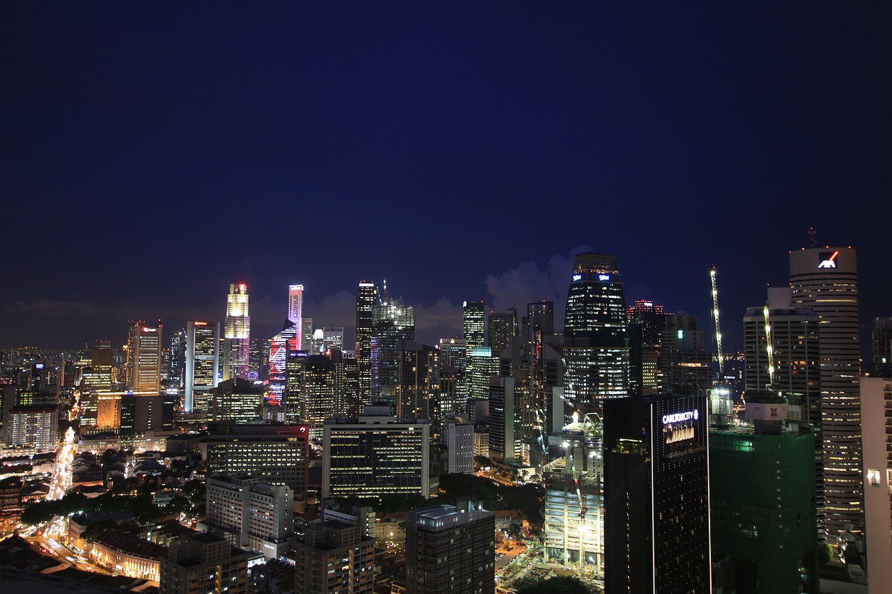Singapūras, Miestas, Kraštovaizdis, Miesto Panorama, Pastatas, Architektūra, Žibintai, Naktis, Nemokamos Nuotraukos,  Nemokama Licenzija