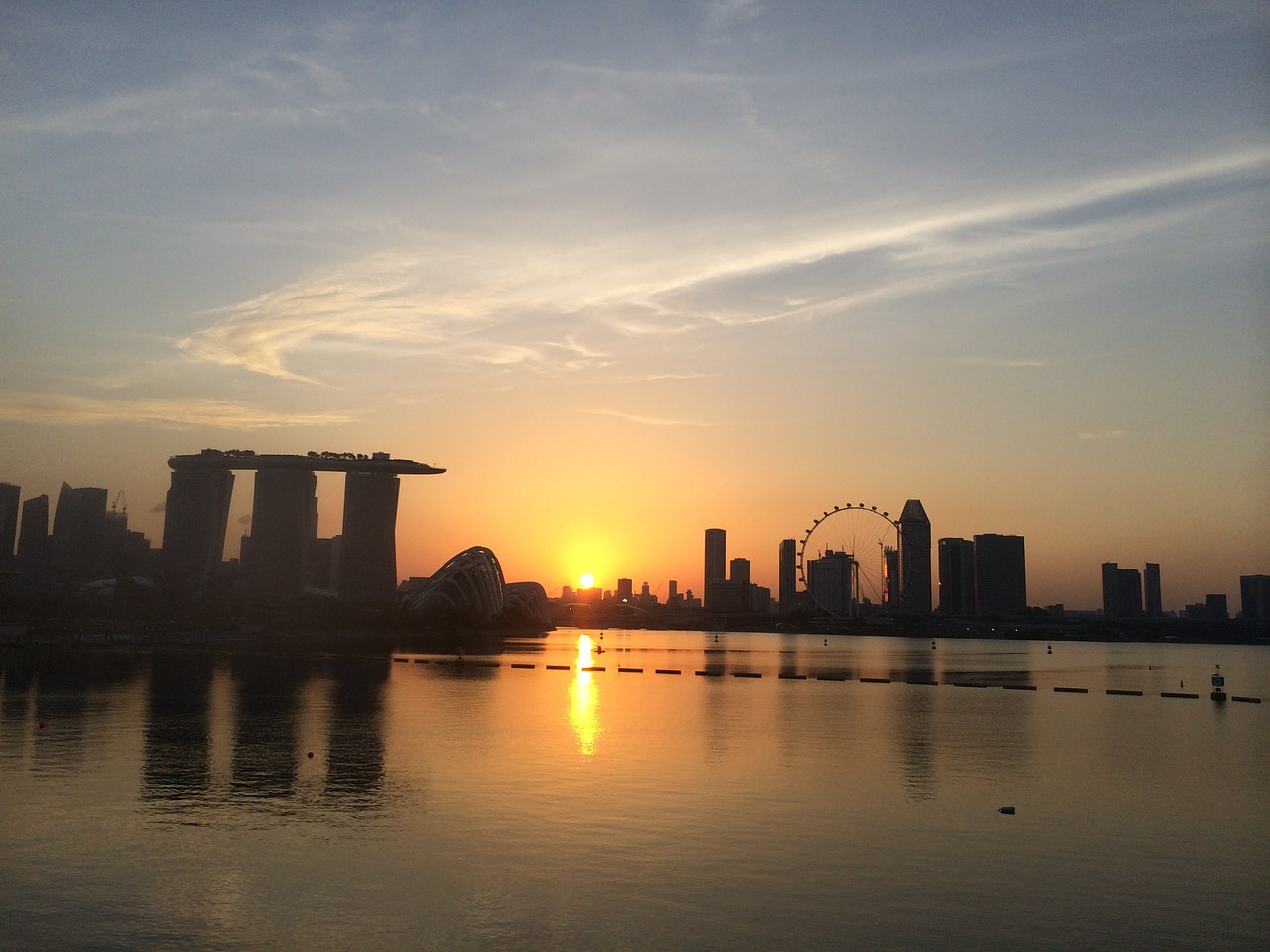 Singapūras, Panorama, Marina Bay Smėliai, Ku De Ta, Singapūras Lėktuvas, Architektūra, Marina, Dangus, Panoraminis, Saulėlydis