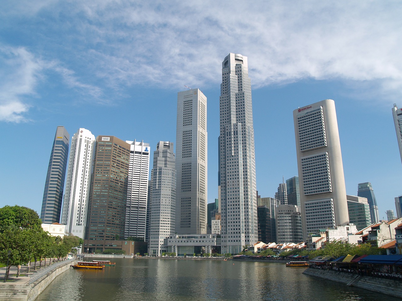 Singapūras, Panorama, Dangoraižiai, Pastatai, Struktūros, Architektūra, Miesto, Dangus, Debesys, Valtys