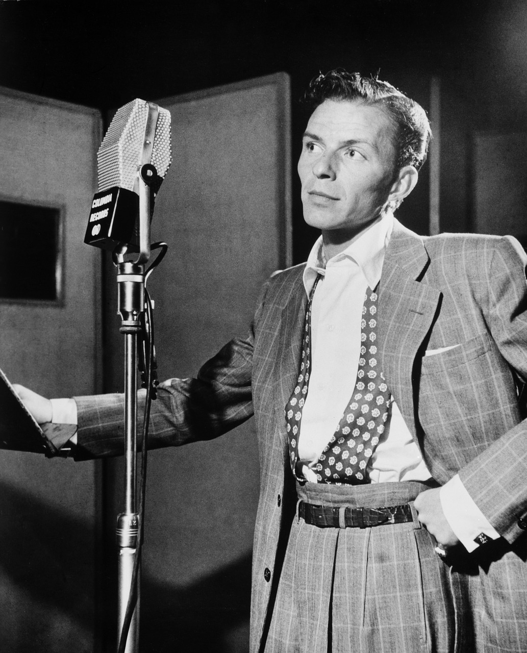 Dainininkė, Frank Sinatra, 1947, Mikrofonas, Įrašymas, Studija, Menininkai, Muzika, Muzikantas, Juoda Ir Balta