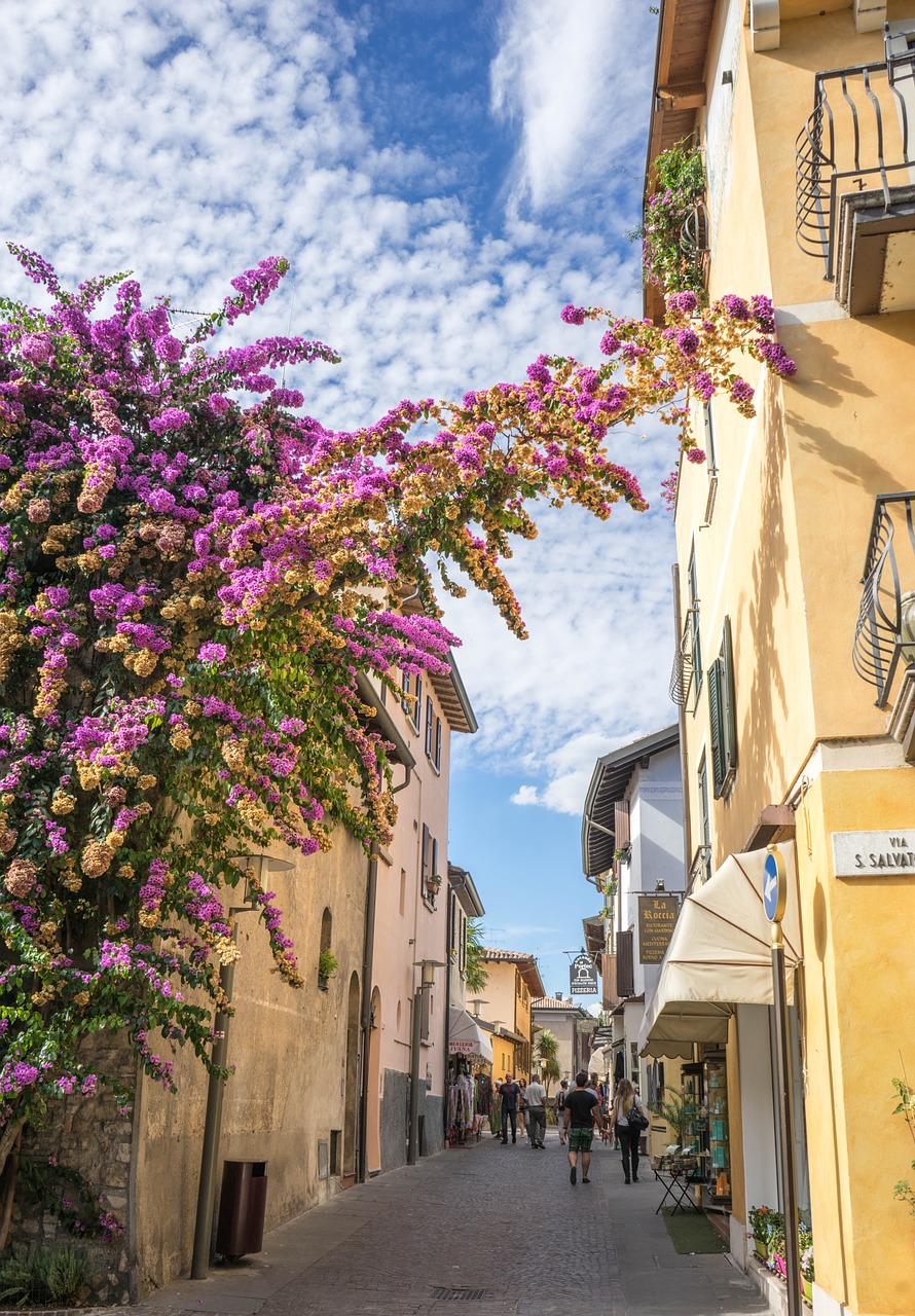 Sirmione, Ežero Garda, Architektūra, Kelionė, Turizmas, Europa, Viduramžių, Lombardija, Gėlės, Vaizdas