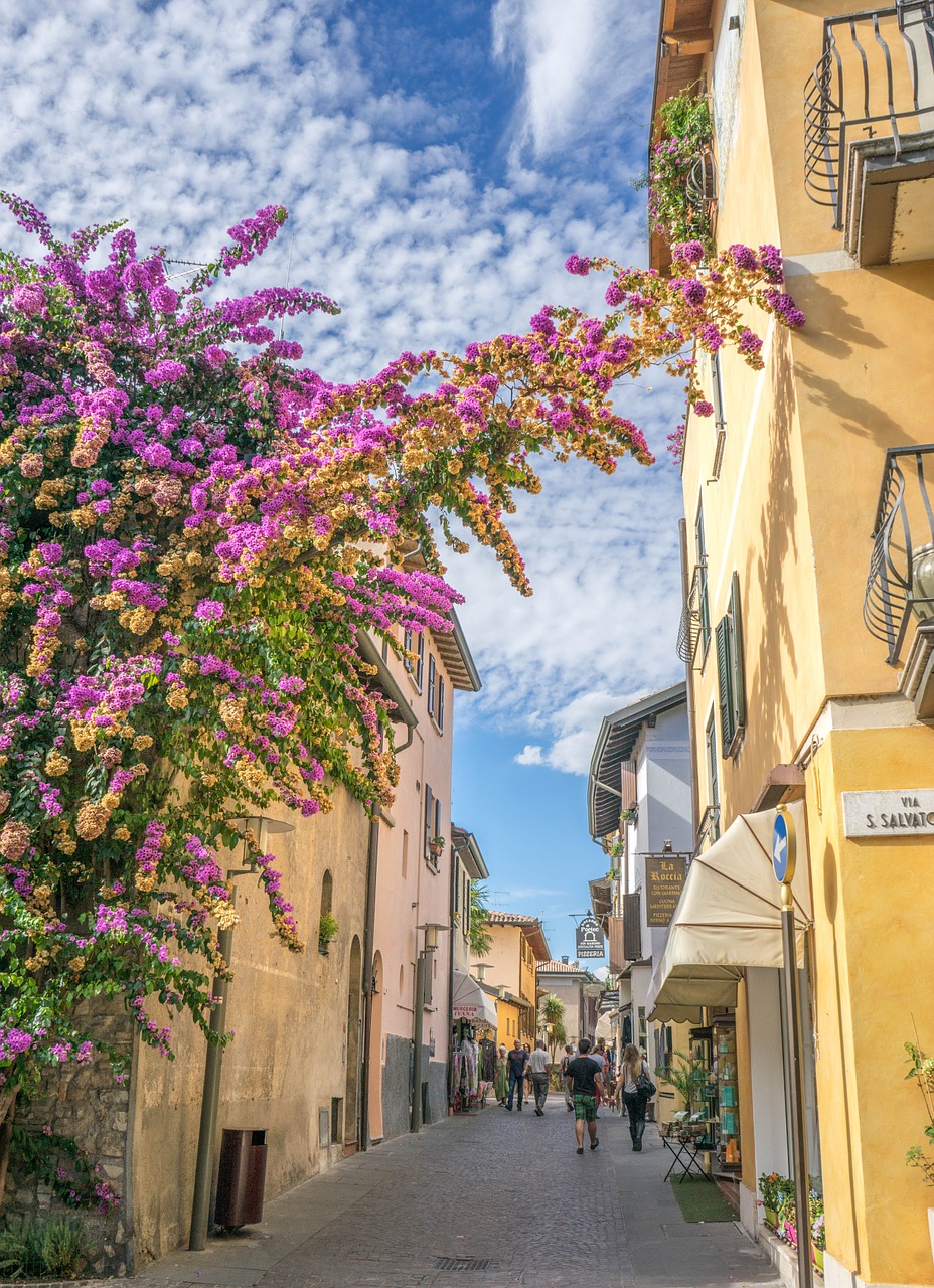 Sirmione, Ežero Garda, Architektūra, Kelionė, Turizmas, Europa, Viduramžių, Lombardija, Gėlės, Vaizdas