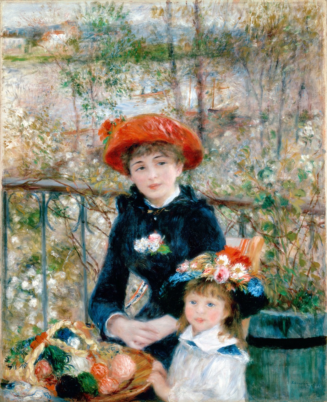 Seserys, Mergaitė, Terasoje, Pierre Auguste Renoir, Tapyba Aliejiniais Dažais, Meno Kūriniai, Menas, 1881, Dažymas, Impresionizmas
