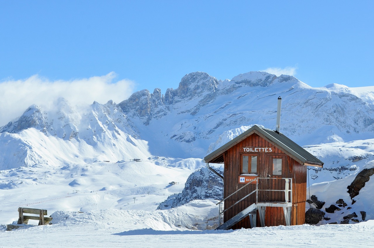 Slidinėjimas, Wc, Chalet, Kalnas, Alpės, Kaimiškas, Savoie, Sniegas, Žiema, Shed