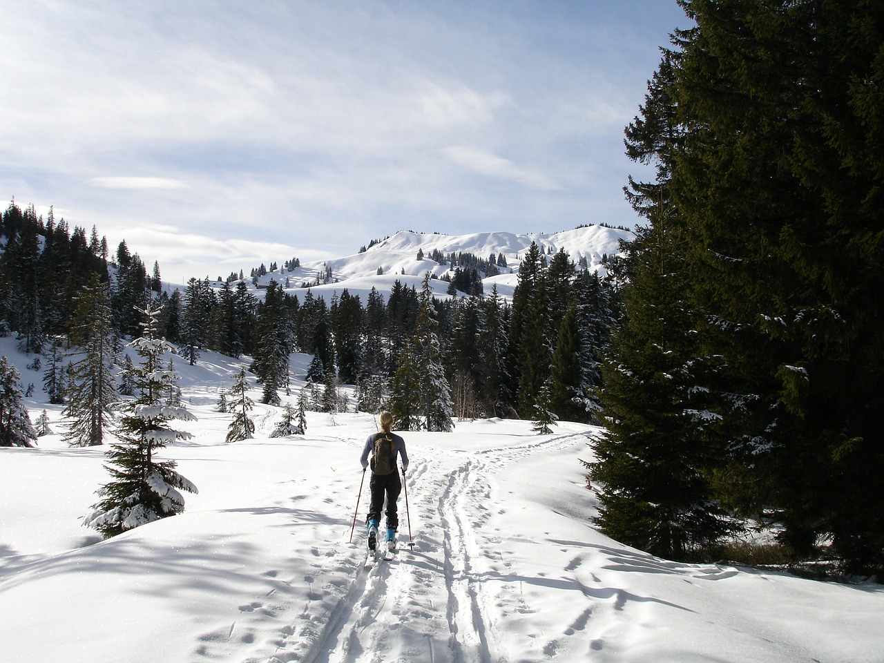 Backcountry Skiiing, Skitouren Pirmtakas, Diolkos, Allgäu, Gunzesrieder Slėnis, Hoellritzereck, Žiemos Sportas, Žiema, Sportas, Moteris