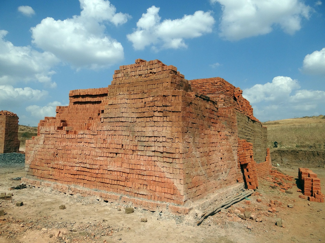 Dangus, Plytų Klojimas, Plytų Gamyba, Plytų Krosnis, Dharwad, Indija, Plyta, Gulintis, Akmuo, Mūra