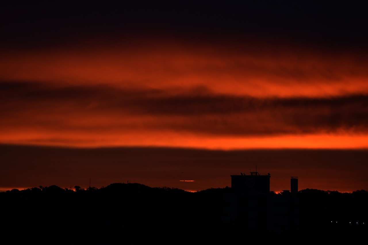 Dangus, Gamta, Kraštovaizdis, Raudonas Dangus, Kraujo Dangus, Raudona, Miestas, Blumenau, Dusk, Prieš Šviesą