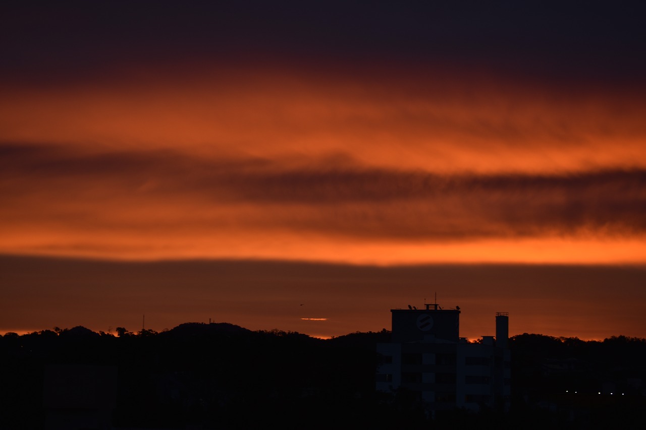 Dangus, Gamta, Kraštovaizdis, Raudonas Dangus, Kraujo Dangus, Raudona, Miestas, Blumenau, Dusk, Prieš Šviesą