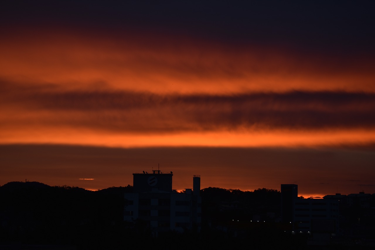 Dangus, Gamta, Kraštovaizdis, Raudonas Dangus, Kraujo Dangus, Raudona, Miestas, Blumenau, Dusk, Prieš Šviesą