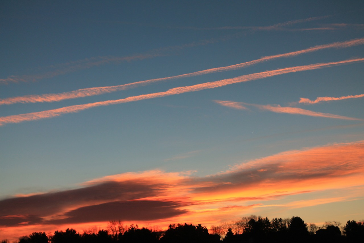 Dangus, Saulėlydis, Contrail, Rožinis, Dangus, Cloudscape, Nemokamos Nuotraukos,  Nemokama Licenzija