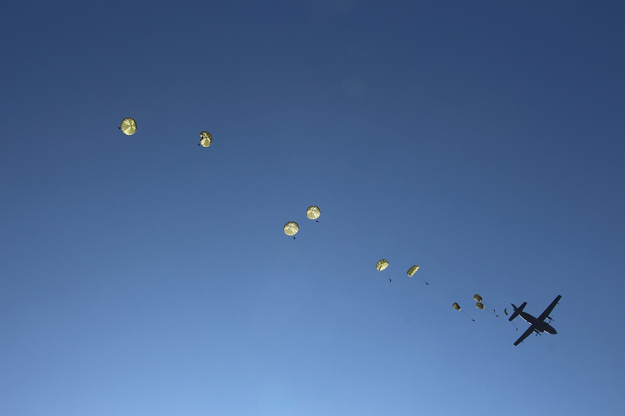 Parašiutizmas,  Parašiutai,  Bundesvero,  Spyruoklė Praktika,  Parašiutininkas,  Dangus,  Karinė,  Orlaivių,  Mokymas,  Šokinėti