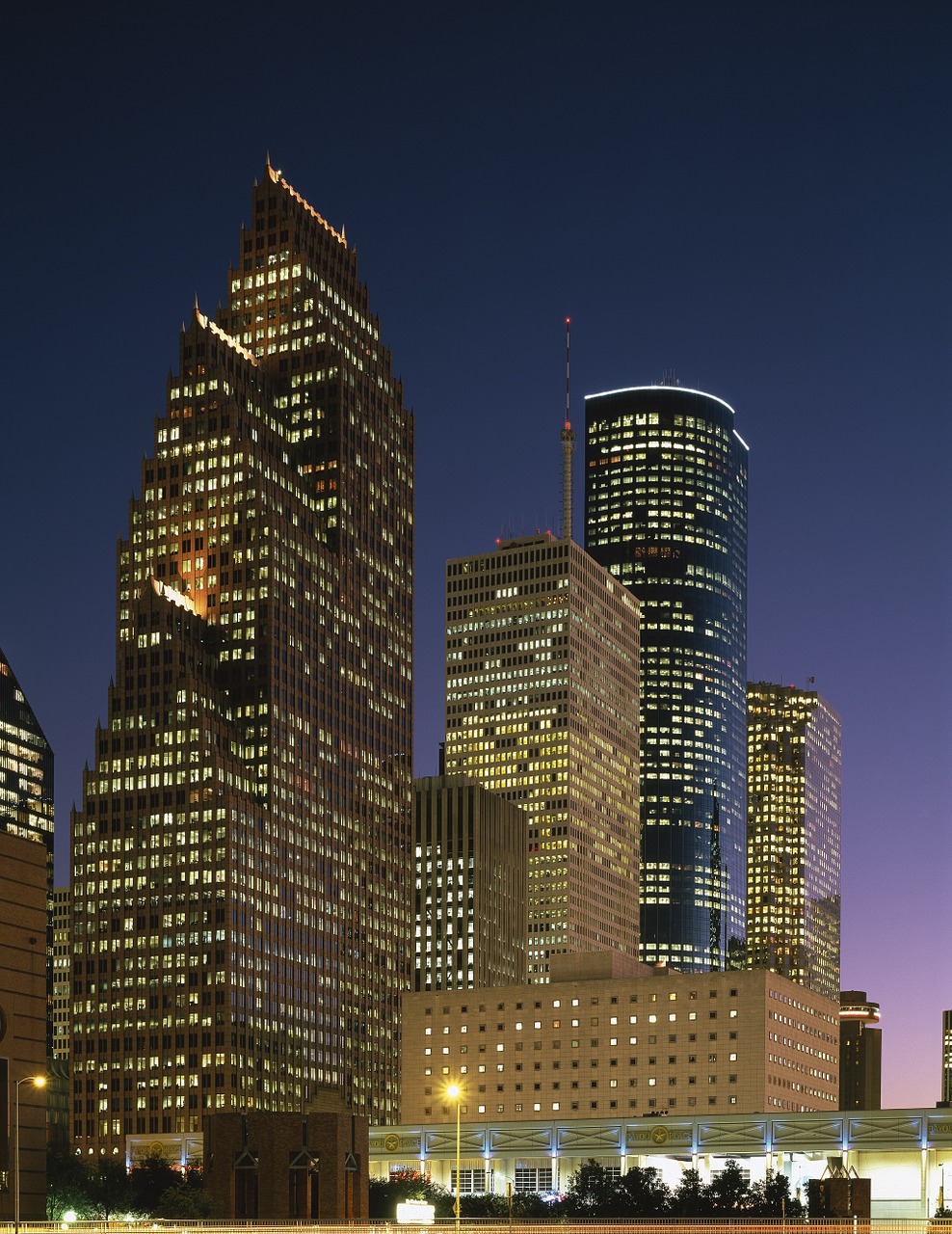 Panorama, Houstonas, Dusk, Centro, Miesto Panorama, Texas, Usa, Pastatai, Architektūra, Dangus