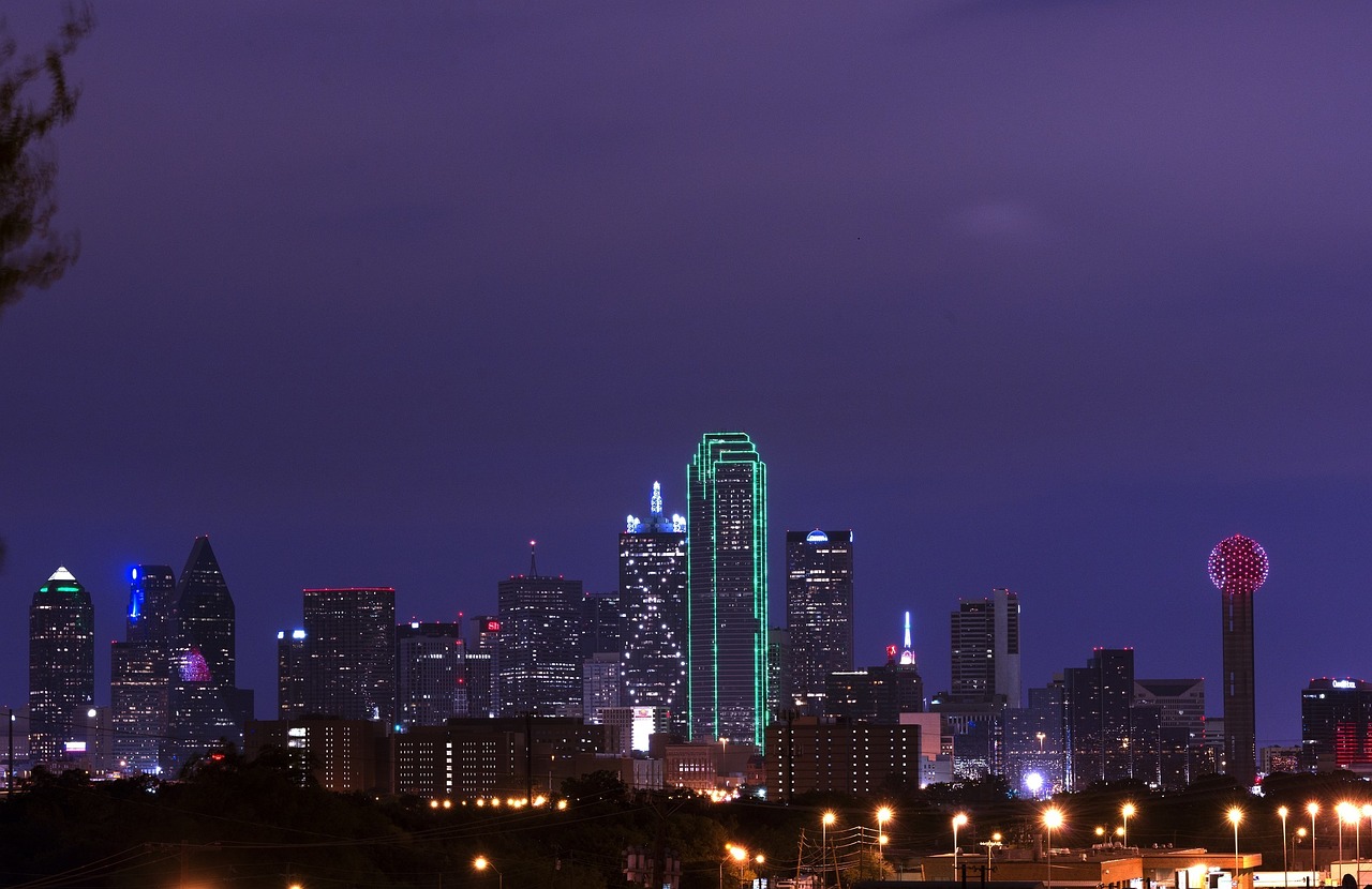 Panorama, Dallas, Dusk, Centro, Miesto Panorama, Texas, Usa, Pastatai, Architektūra, Dangus
