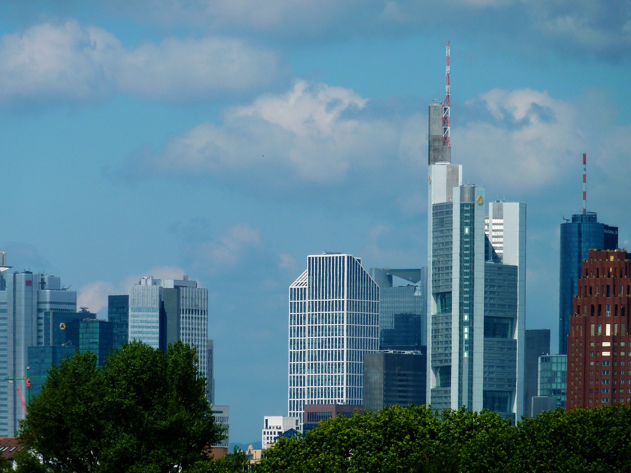 Panorama, Ffm, Frankfurtas, Frankfurto Miestas, Mainhattan, Bankas, Dangus, Architektūra, Statybos Menas, Stiklas