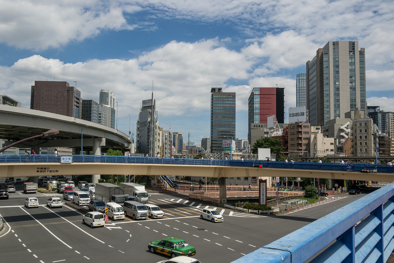 Panorama, Dangoraižiai, Sankryža, Tokyo, Kelias, Pervedimas, Dangoraižis, Tiltas, Pėsčiųjų Takas Per Gidą, Japonija