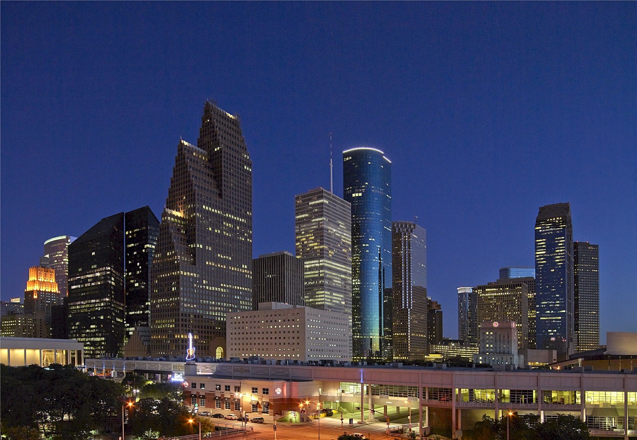 Panorama, Houstonas, Dusk, Centro, Miesto Panorama, Texas, Usa, Pastatai, Architektūra, Dangus