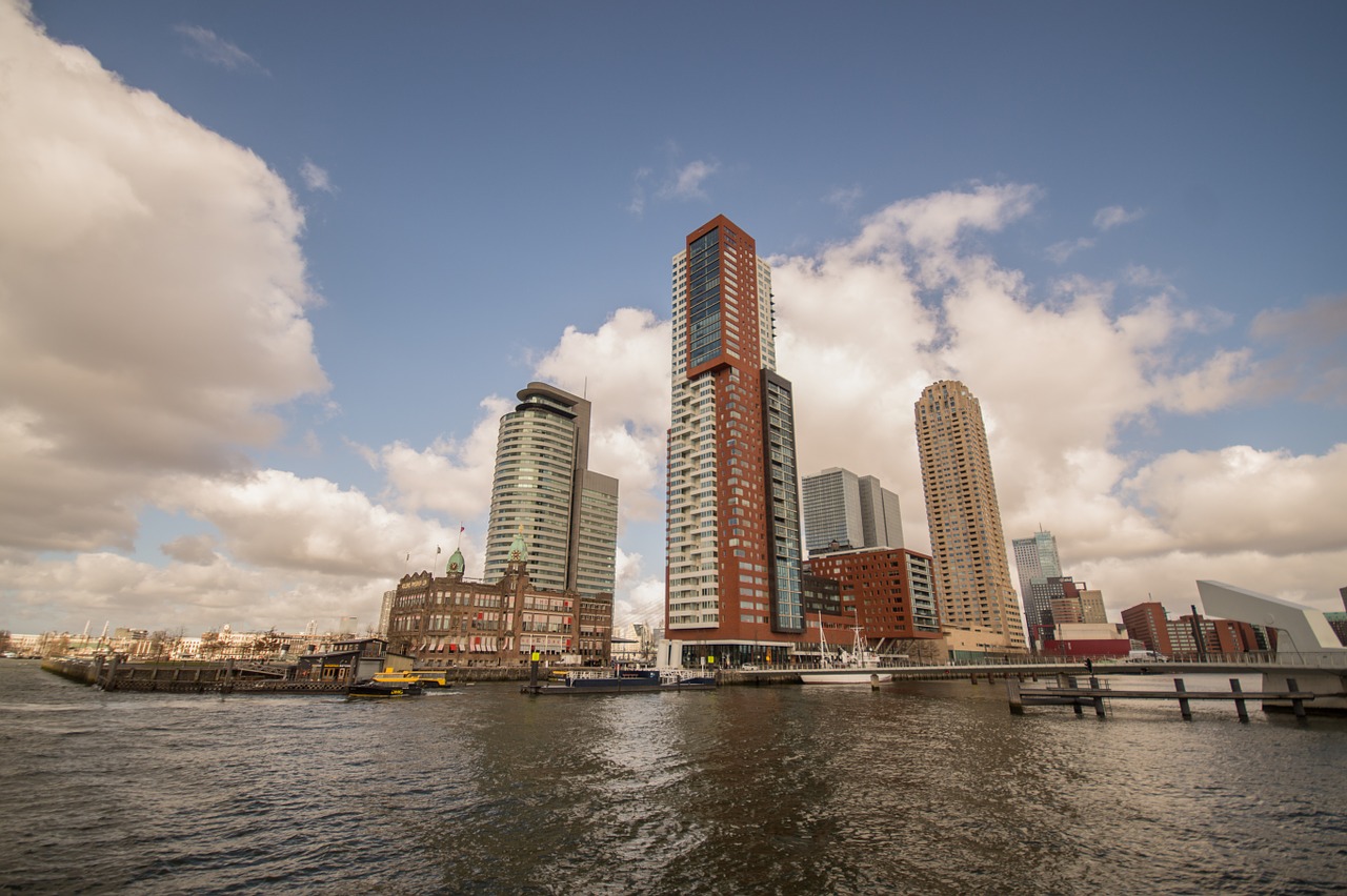Panorama,  Mėlynas,  Dangoraižis,  Rotterdam,  Architektūra,  Centro,  Verslas, Nemokamos Nuotraukos,  Nemokama Licenzija