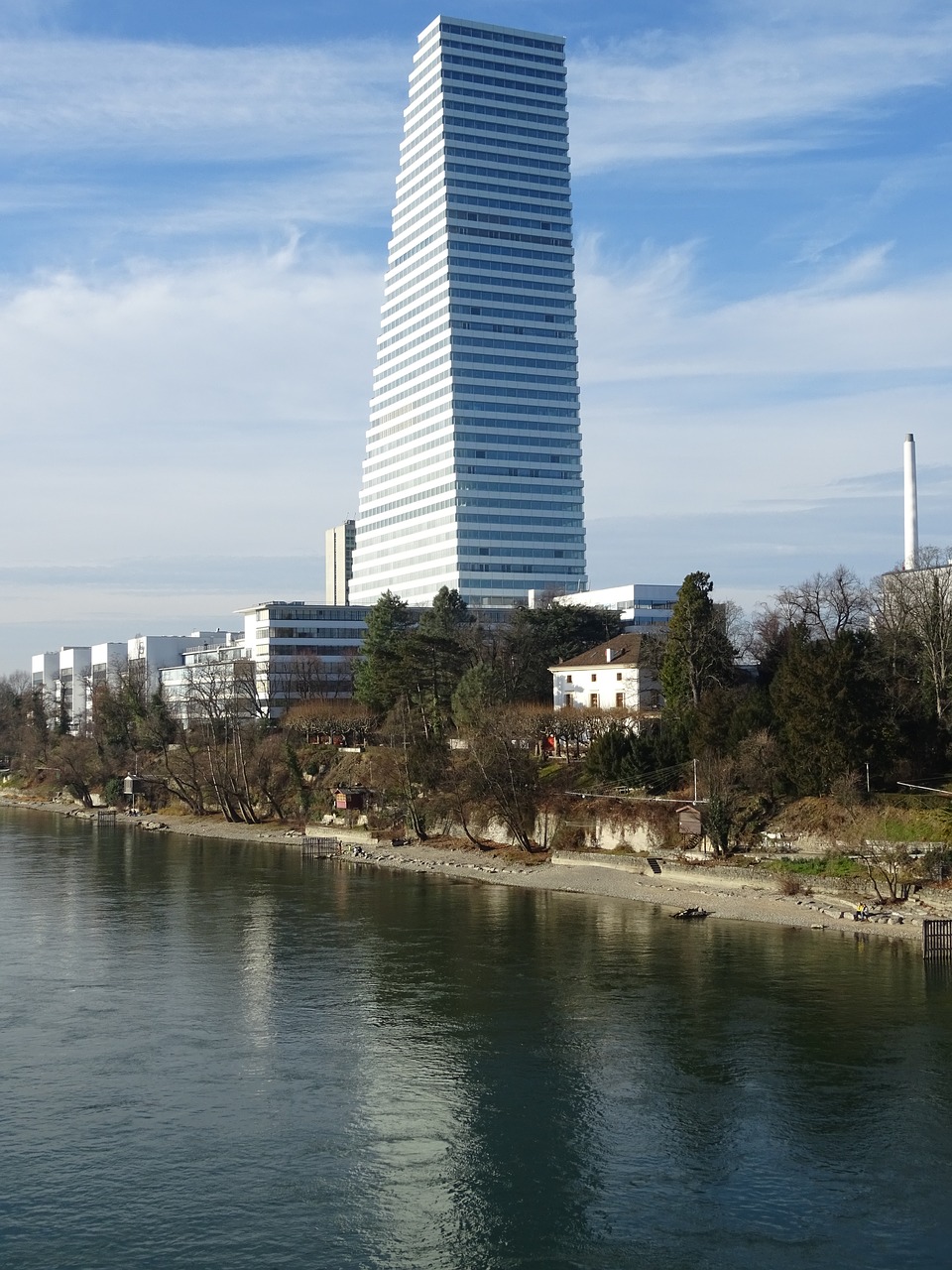 Dangoraižis, Roche Bokštas, Rinas, Bazel, Debesys, Dangus, Miesto Panorama, Promenada, Miestas, Bankas