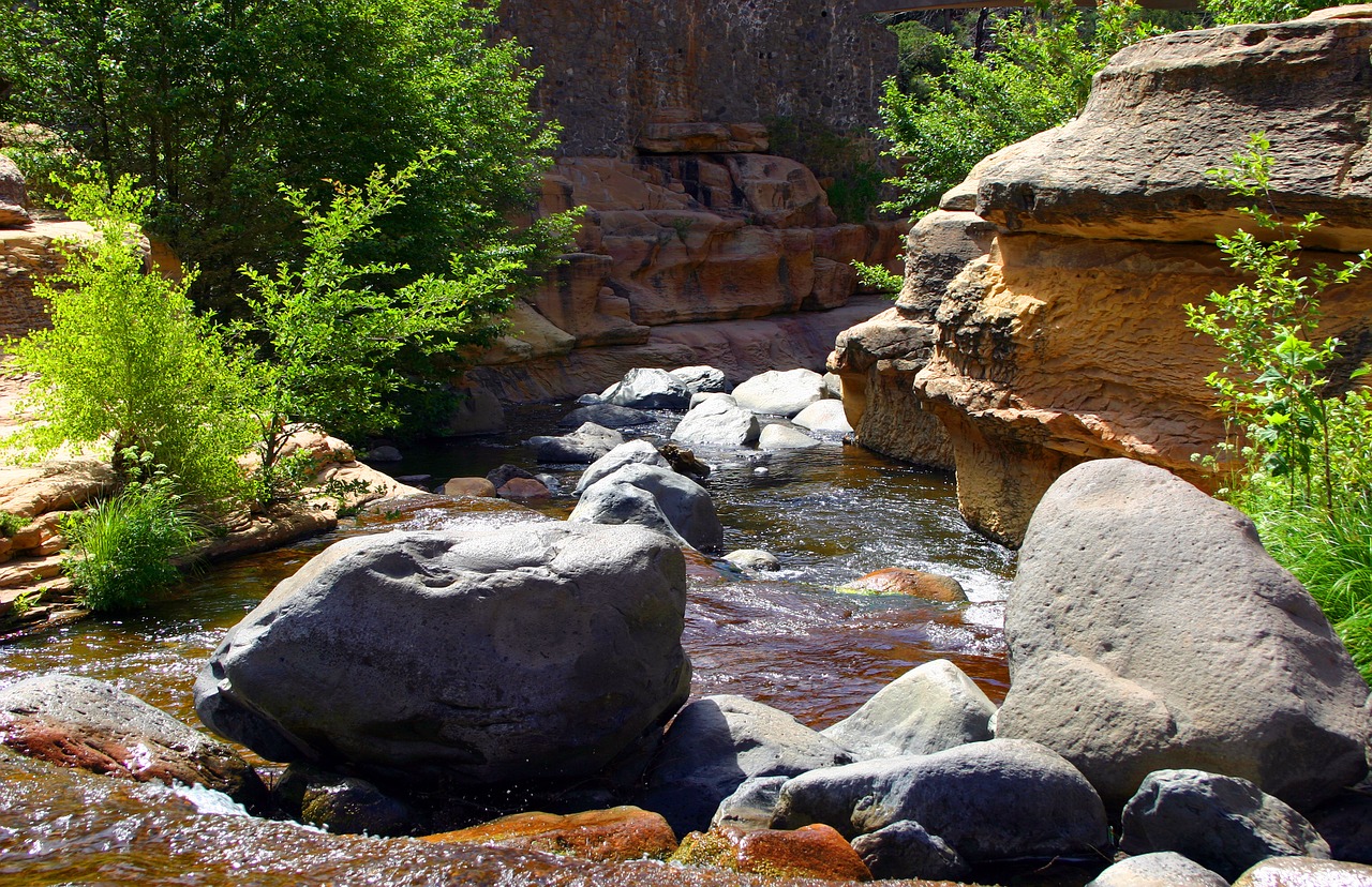 Slide Rock Valstybinis Parkas, Arizona, Skaidrių, Rokas, Valstybė, Parkas, Sedona, Pietvakarius, Gamta, Amerikietis