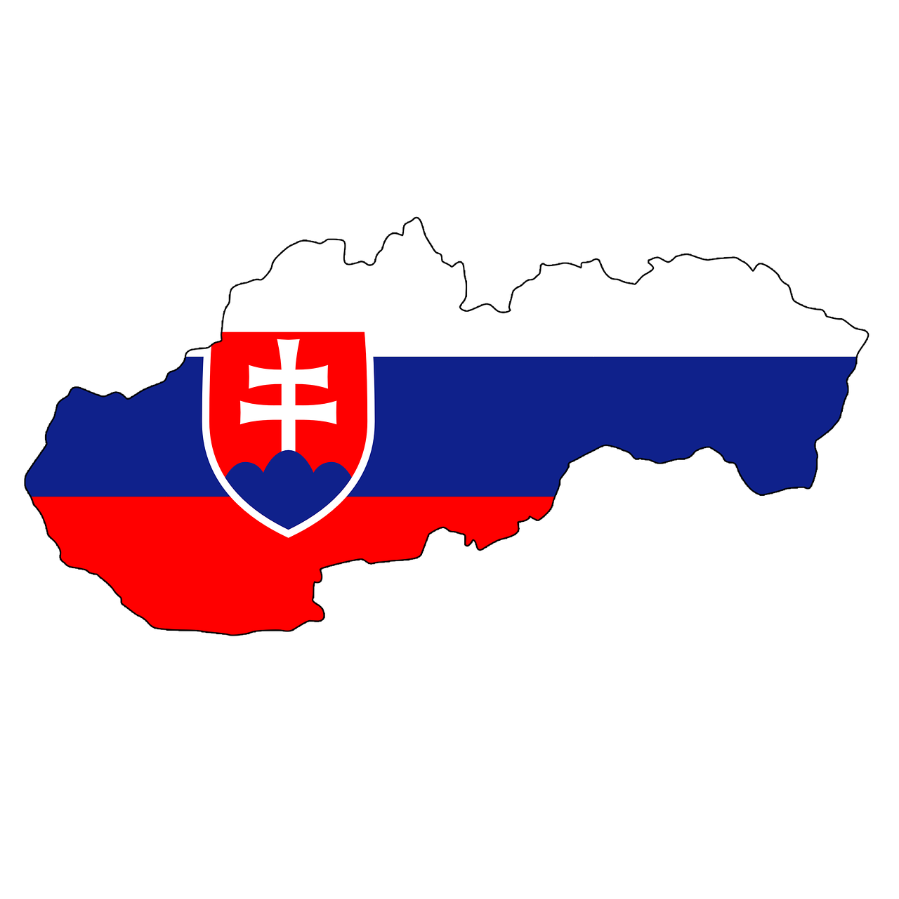 Slovakija, Žemėlapis, Vėliava, Kontūras, Sienos, Šalis, Europa, Eu, Amerikos Valstijos, Sausumos Sienos