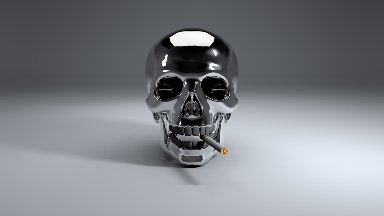 Rūkymas,  Cigarečių,  Nerūkoma,  Plaučių Vėžys,  Tabakas,  Dūmai,  Miręs,  Kaukolė,  Kaukolė Ir Skersmens Kaulai,  Kompiuterinė Grafika
