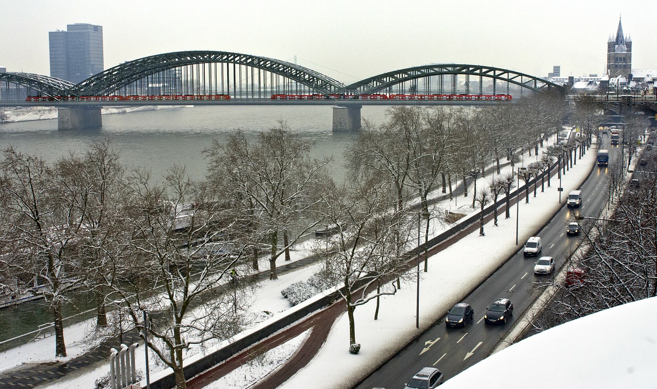 Sniegas, Žiema, Tiltas, Miestas Žiemą, Kelnas, Rinas, Upė, Nemokamos Nuotraukos,  Nemokama Licenzija