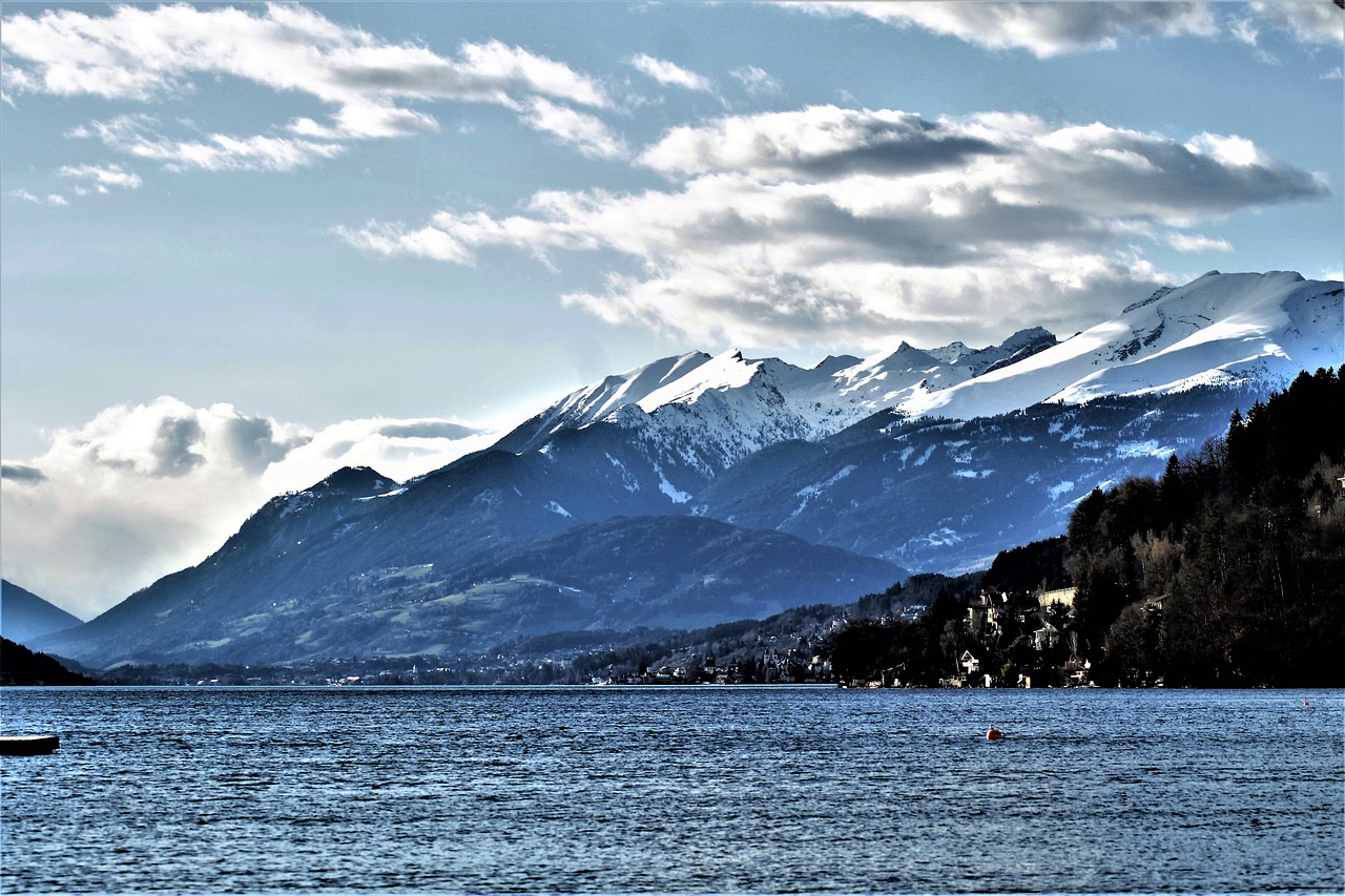 Sniegas,  Kalnas,  Ledas,  Gamta,  Panorama,  Šaltas,  Dangus,  Ežeras,  Millstatt,  Ruduo