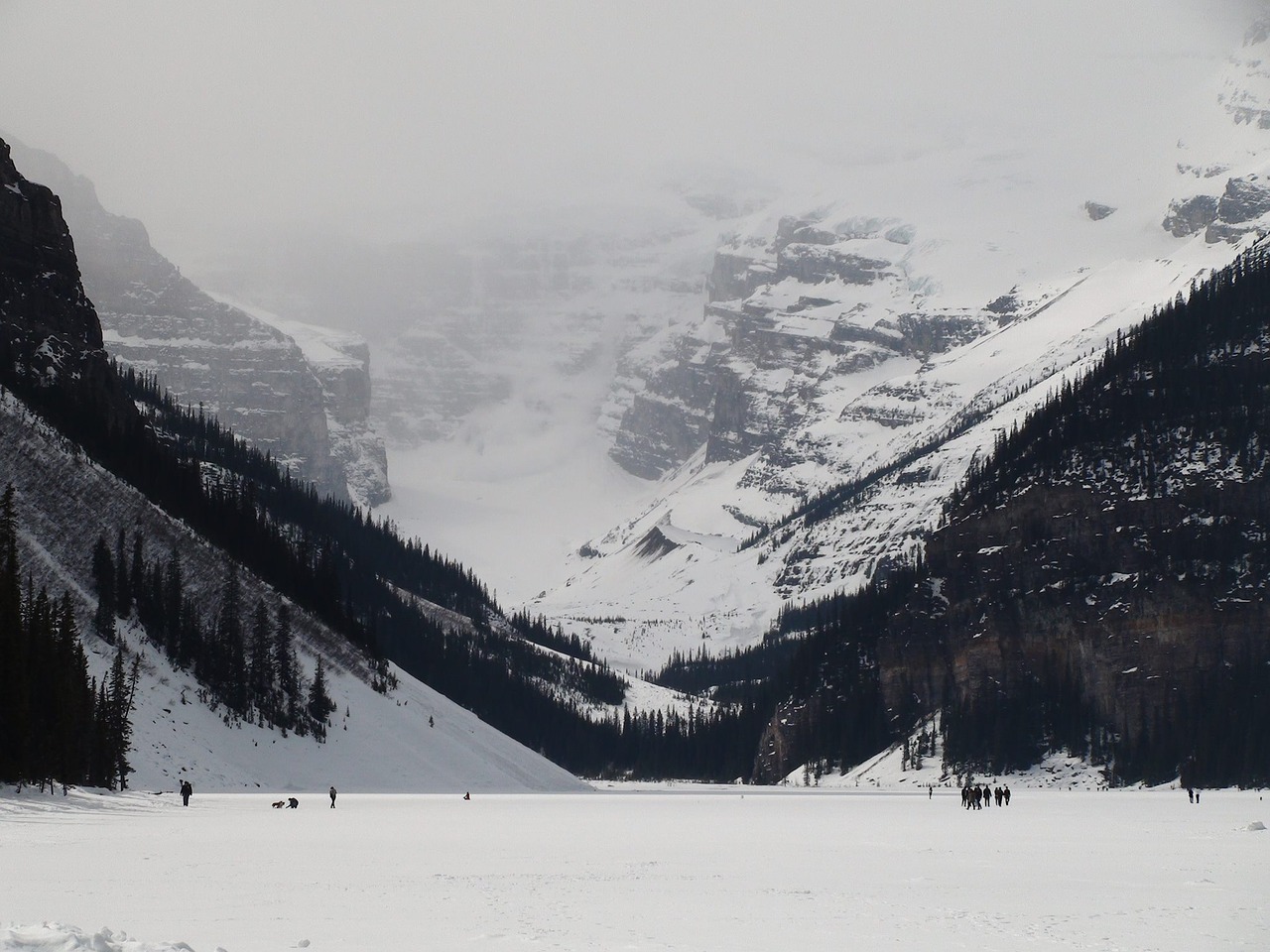 Sniegas,  Žiemos,  Kalnų,  Šalto,  Ledas,  Scena,  Čiuožimo,  Banff,  Lake Louise,  Alberta