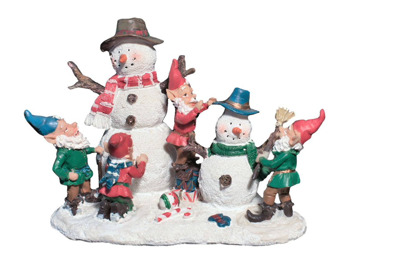 Sniego Žmogus, Elfai, Deko, Apdaila, Kalėdos, Žiema, Sniegas, Kalėdų Laikas, Žiemą, Kontempliatyvas