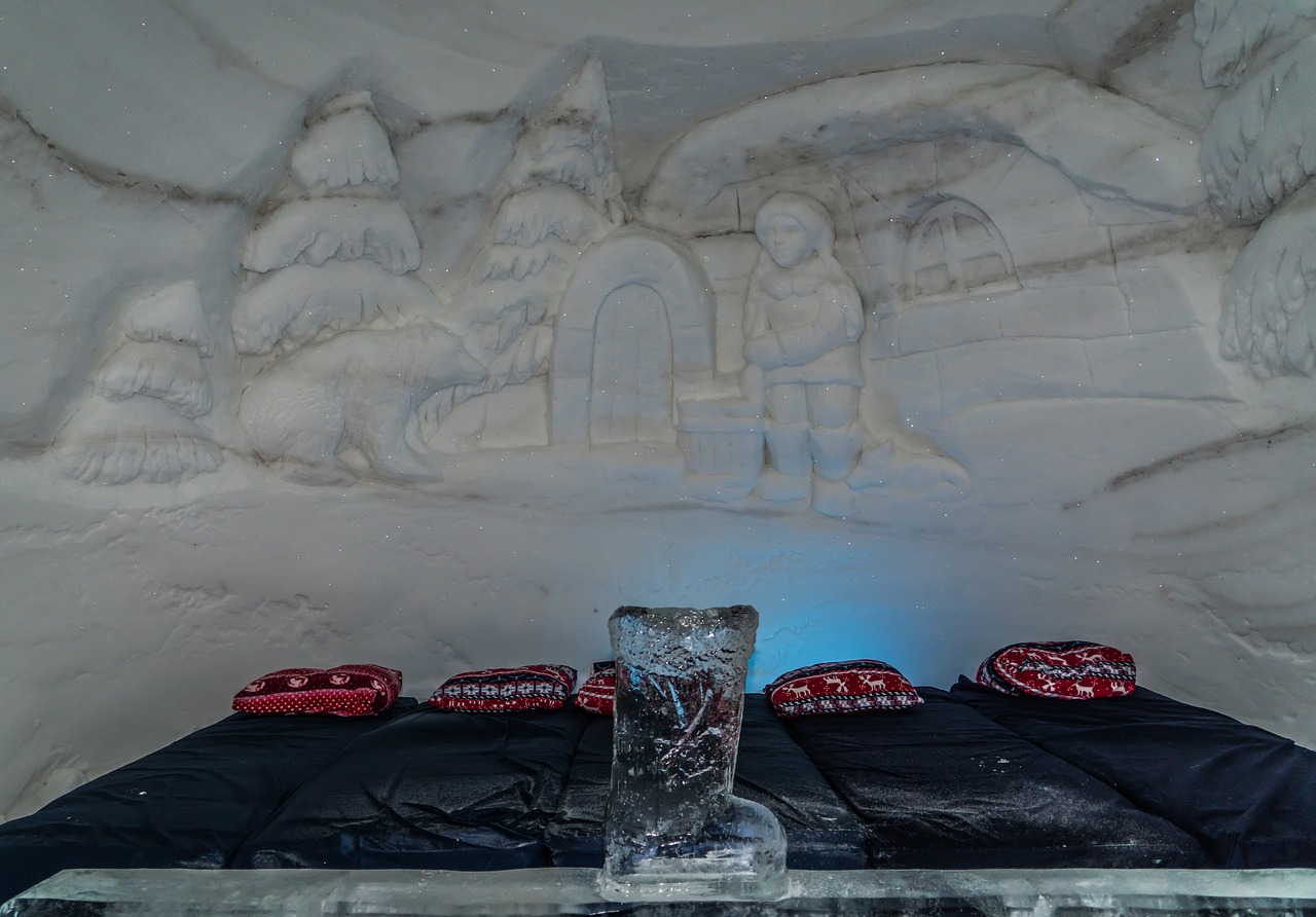 Snowhotel, Viešbučio Kambarys, Ledo Skulptūros, Kirkenes, Norvegija, Sniegas, Žiema, Skandinavija, Europa, Kelionė