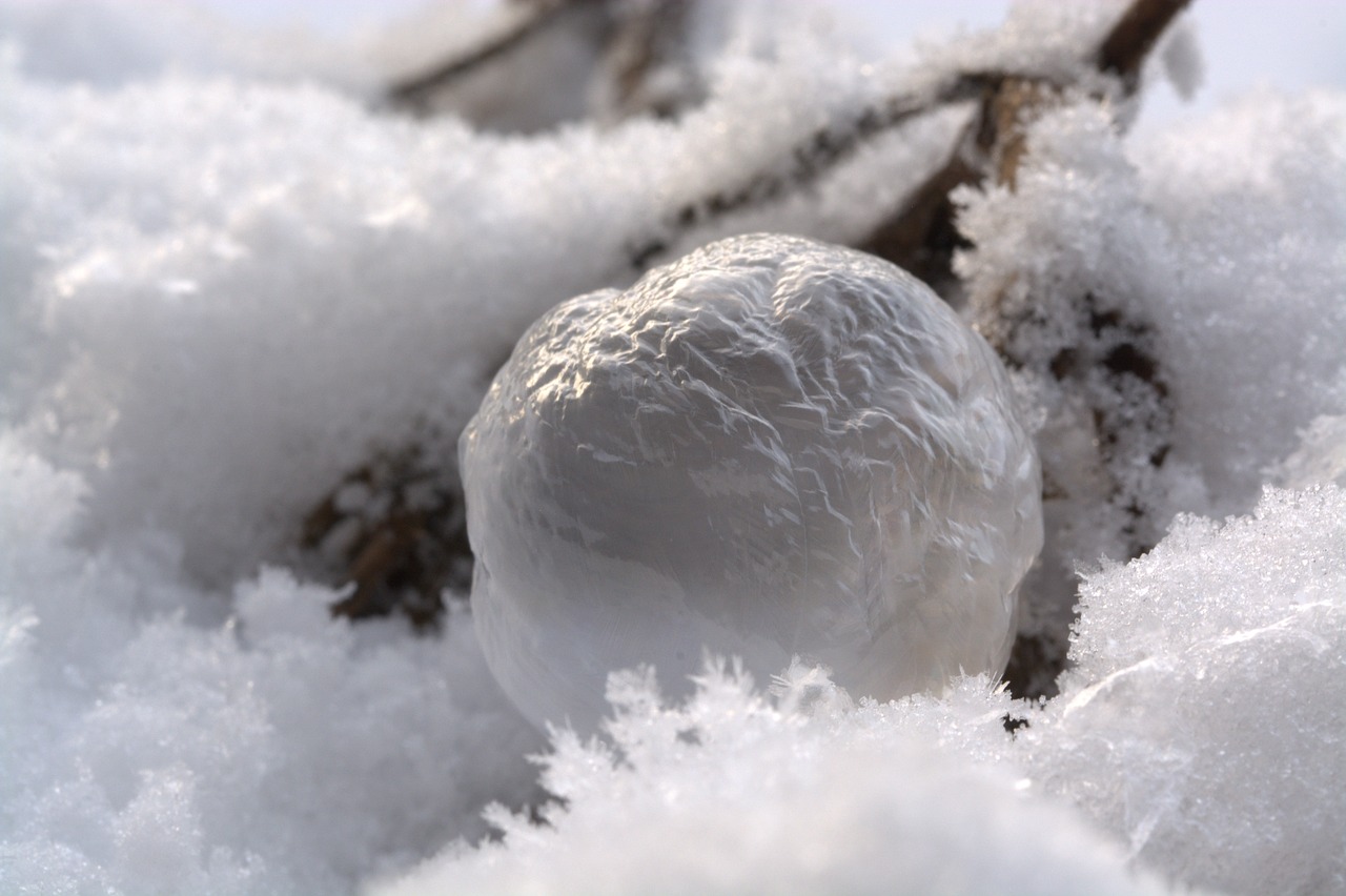 Muilo Burbulas, Užšalęs Burbulas, Sušaldyta, Žiemą, Šaltas, Sniegas, Rutulys, Šalnos Lizdas, Burbulas, Frost Globe