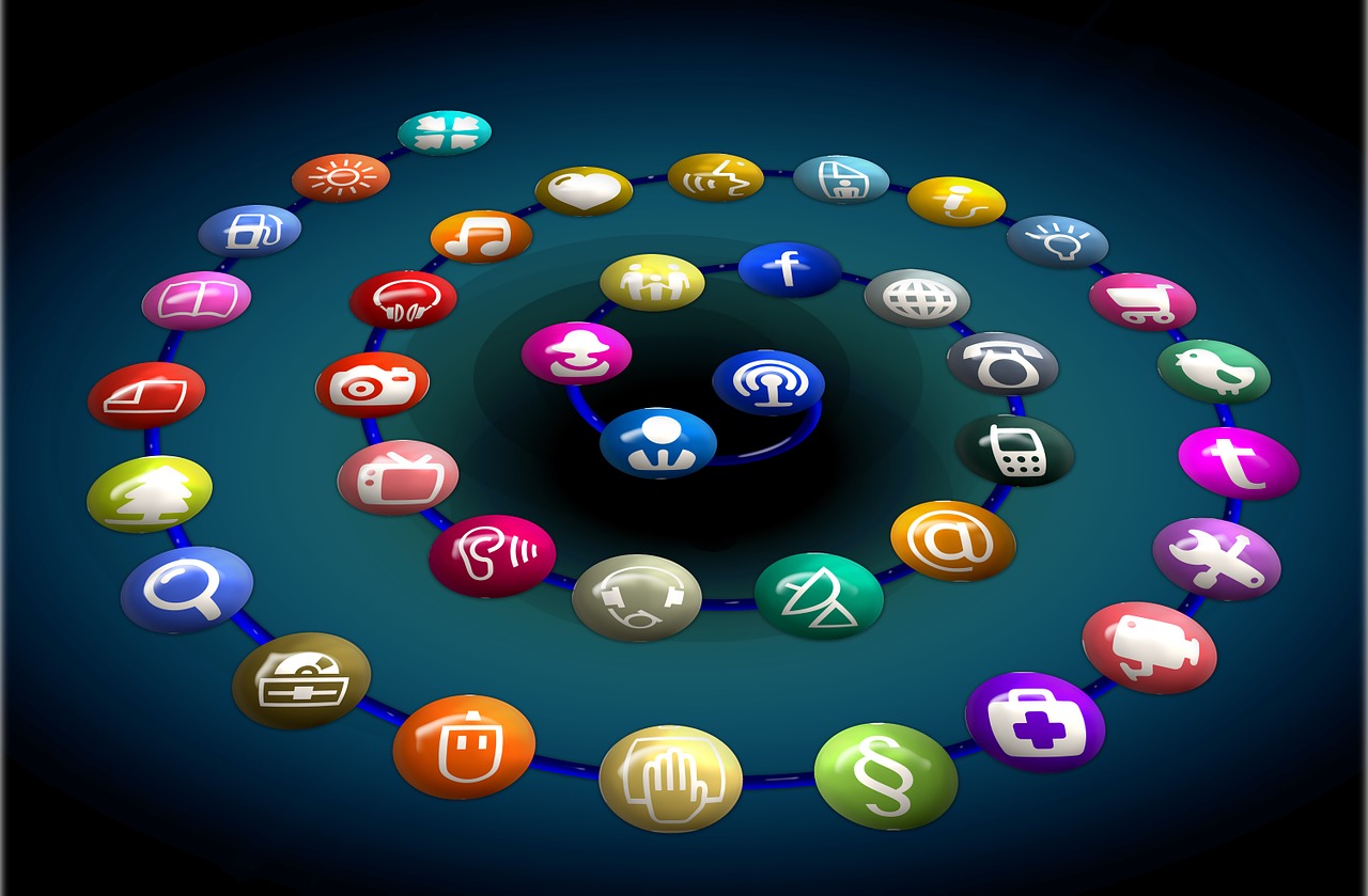 Socialinis Tinklas, Logotipas, Piktogramos, Struktūra, Spiralė, Tinklai, Internetas, Tinklas, Socialinis, Facebook