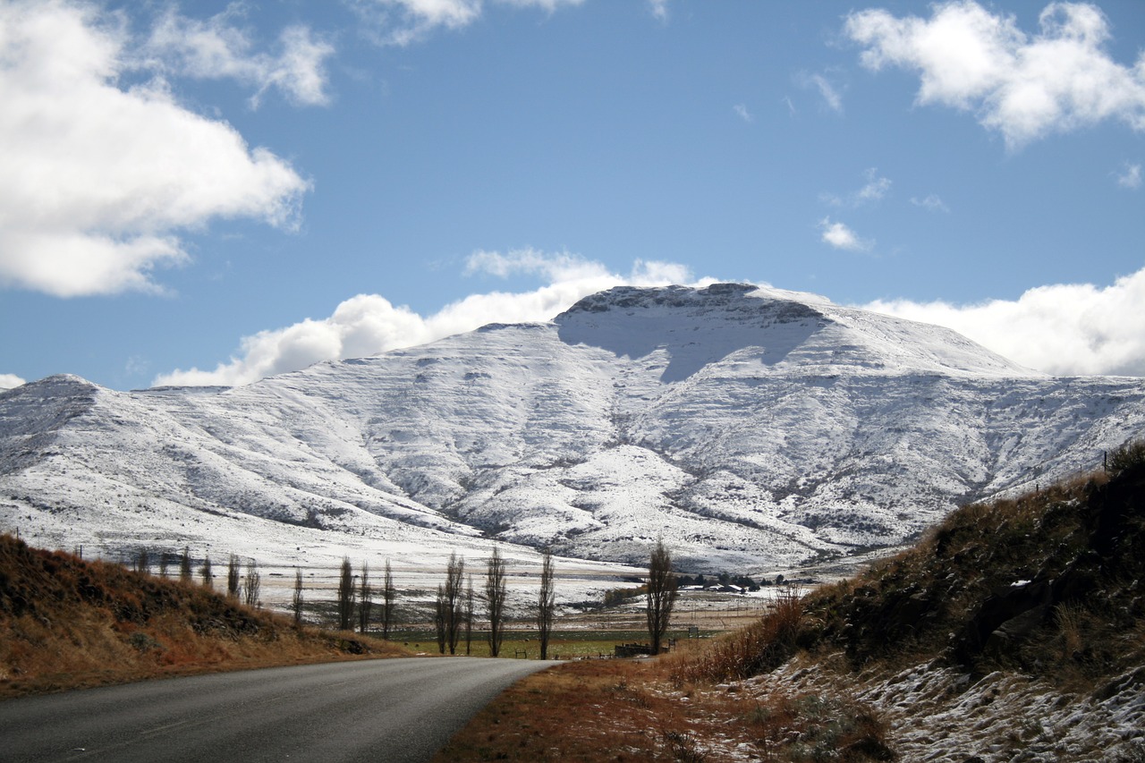 Pietų Afrika, Rytinė Kalva, Kalnai, Sniegas, Žiema, Smailės, Kelias, Horizontas, Medžiai, Nemokamos Nuotraukos
