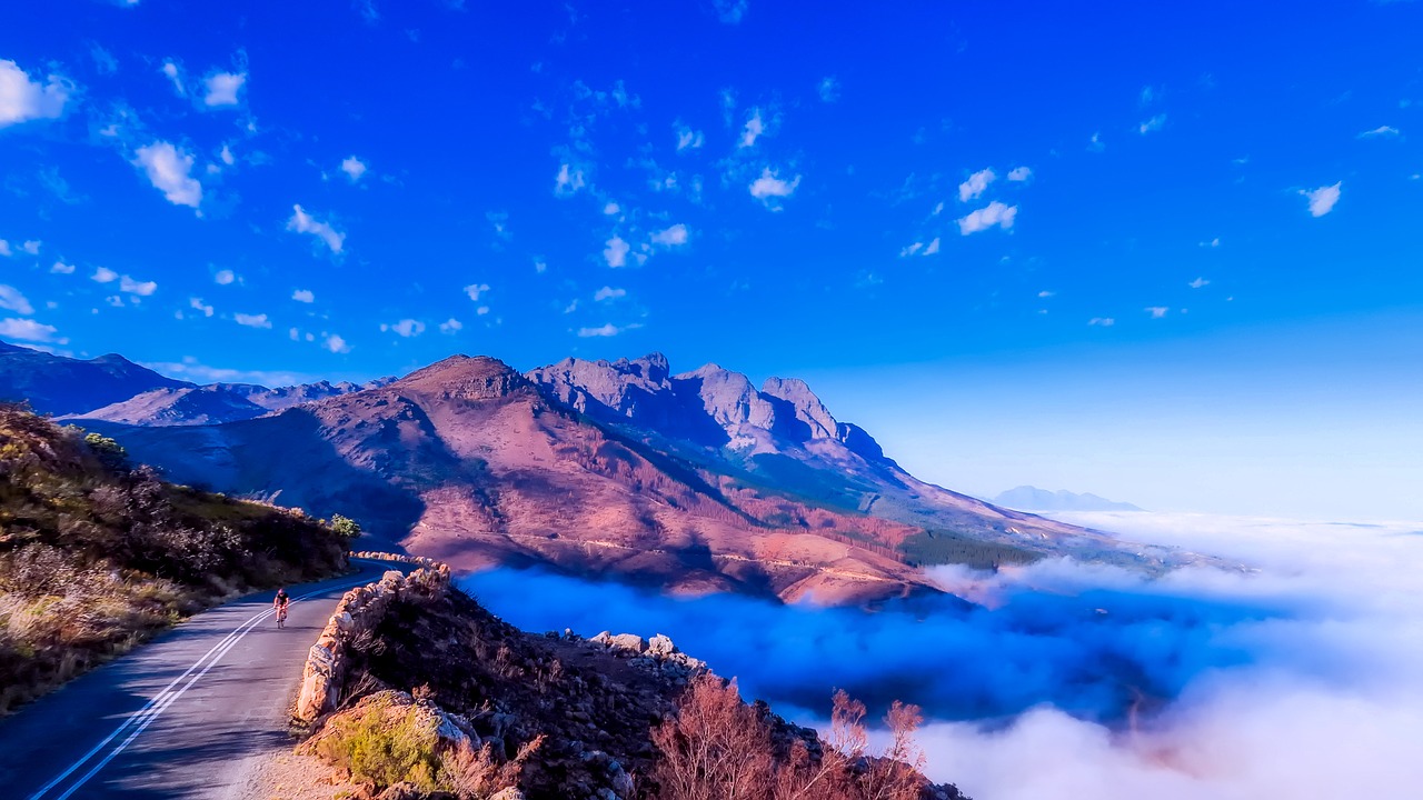 Pietų Afrika, Panorama, Dangus, Debesys, Takas, Kelias, Kalnai, Rūkas, Žemi Debesys, Kraštovaizdis