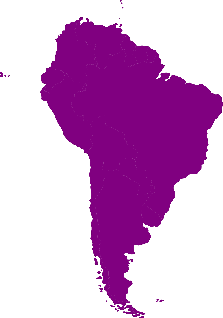 Pietų Amerika, Žemynas, Žemėlapis, Šalyse, Alyva, Violetinė, Nemokama Vektorinė Grafika, Nemokamos Nuotraukos,  Nemokama Licenzija