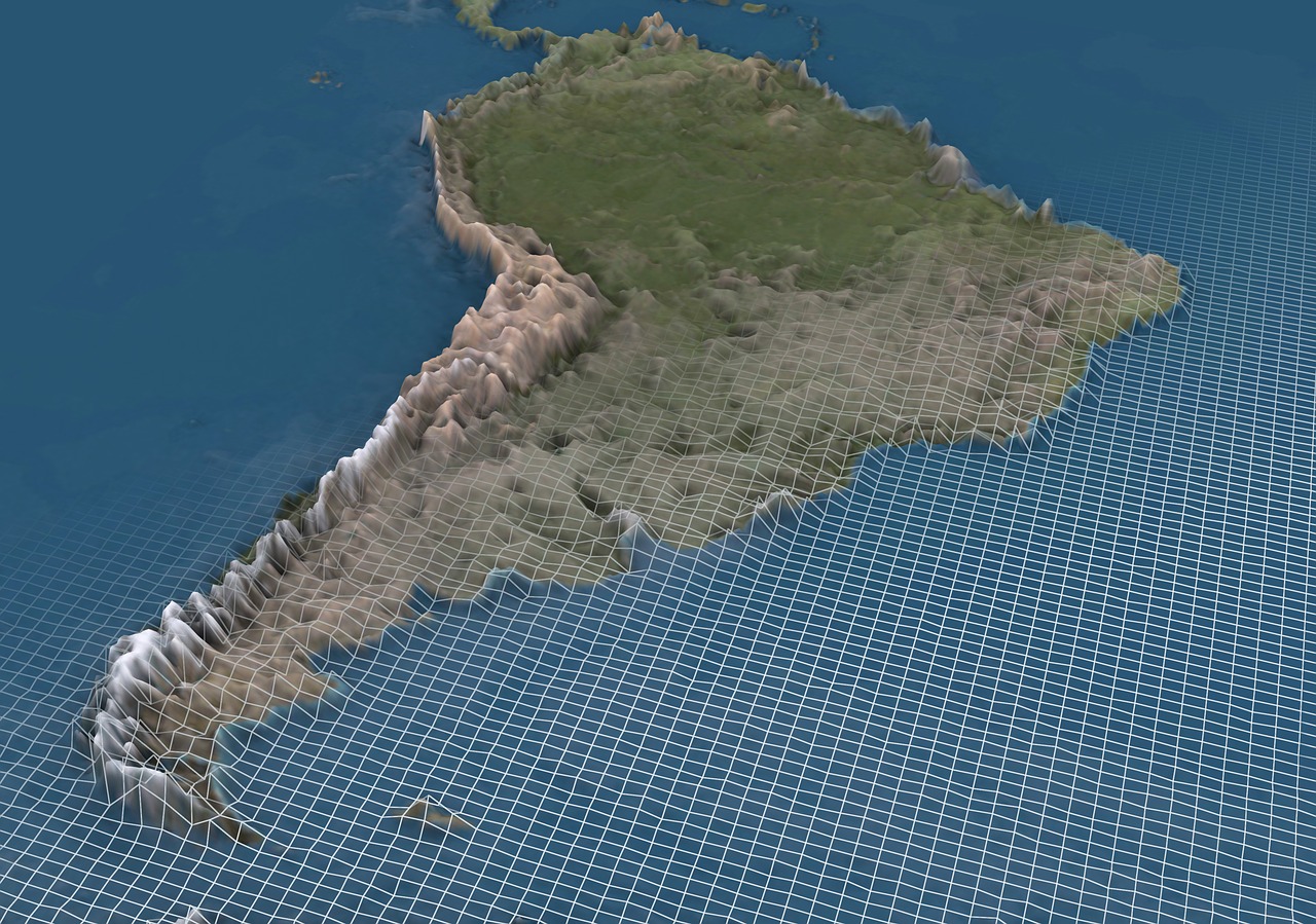 Pietų Amerika, Andes, 3D Žemėlapis, Nemokamos Nuotraukos,  Nemokama Licenzija