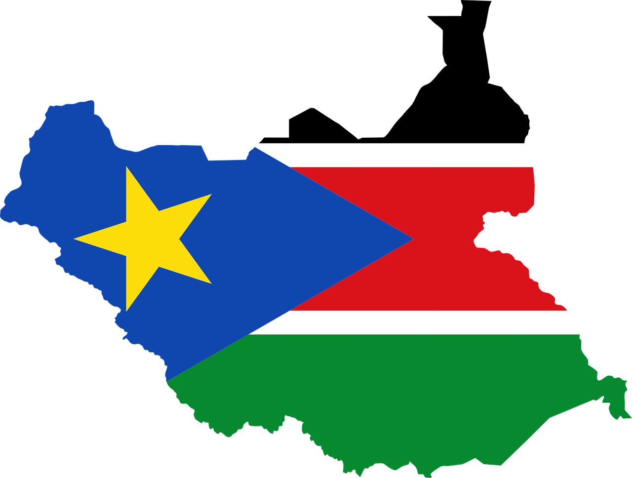 South Sudan, Vėliava, Žemėlapis, Geografija, Kontūrai, Afrika, Šalis, Tauta, Sienos, Svg