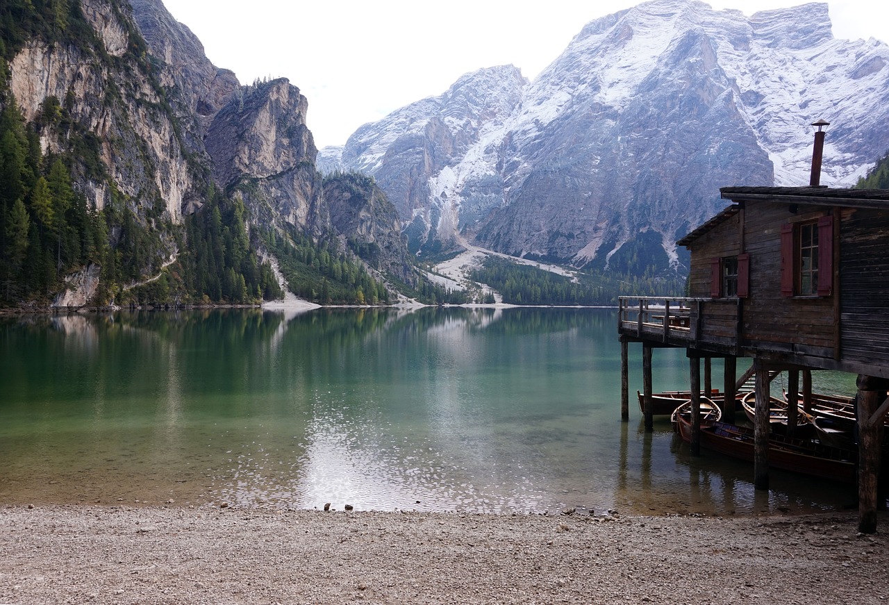 South Tyrol, Prague Wildsee, Alpių, Kalnai, Gamta, Italy, Vanduo, Žygiai, Bergsee, Ruduo