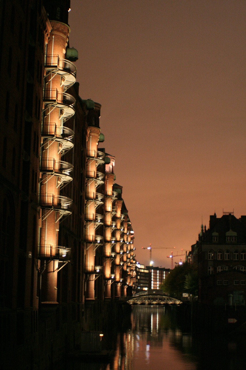 Speicherstadt, Hamburgas, Plyta, Senas Speicherstadt, Kontorhaus, Pastatas, Sandėlis, Kehrwieder, Naktis, Abendstimmung