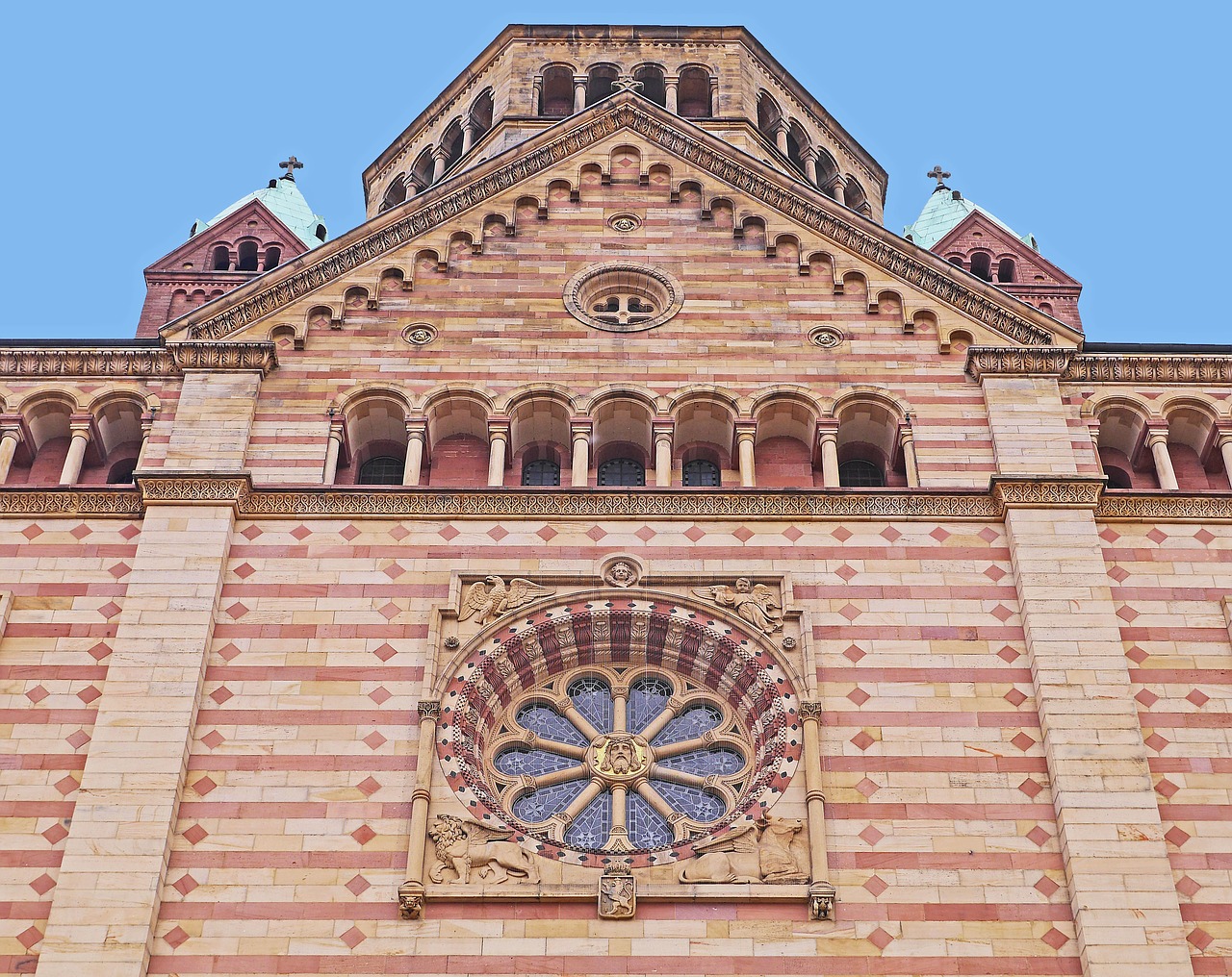 Speyer,  Dom,  Fasadas,  Portalo Puslapis,  Smėlio Akmuo,  Kelių Spalvų,  Rhaeto Romanic,  Architektūra,  Bažnyčia,  Religija