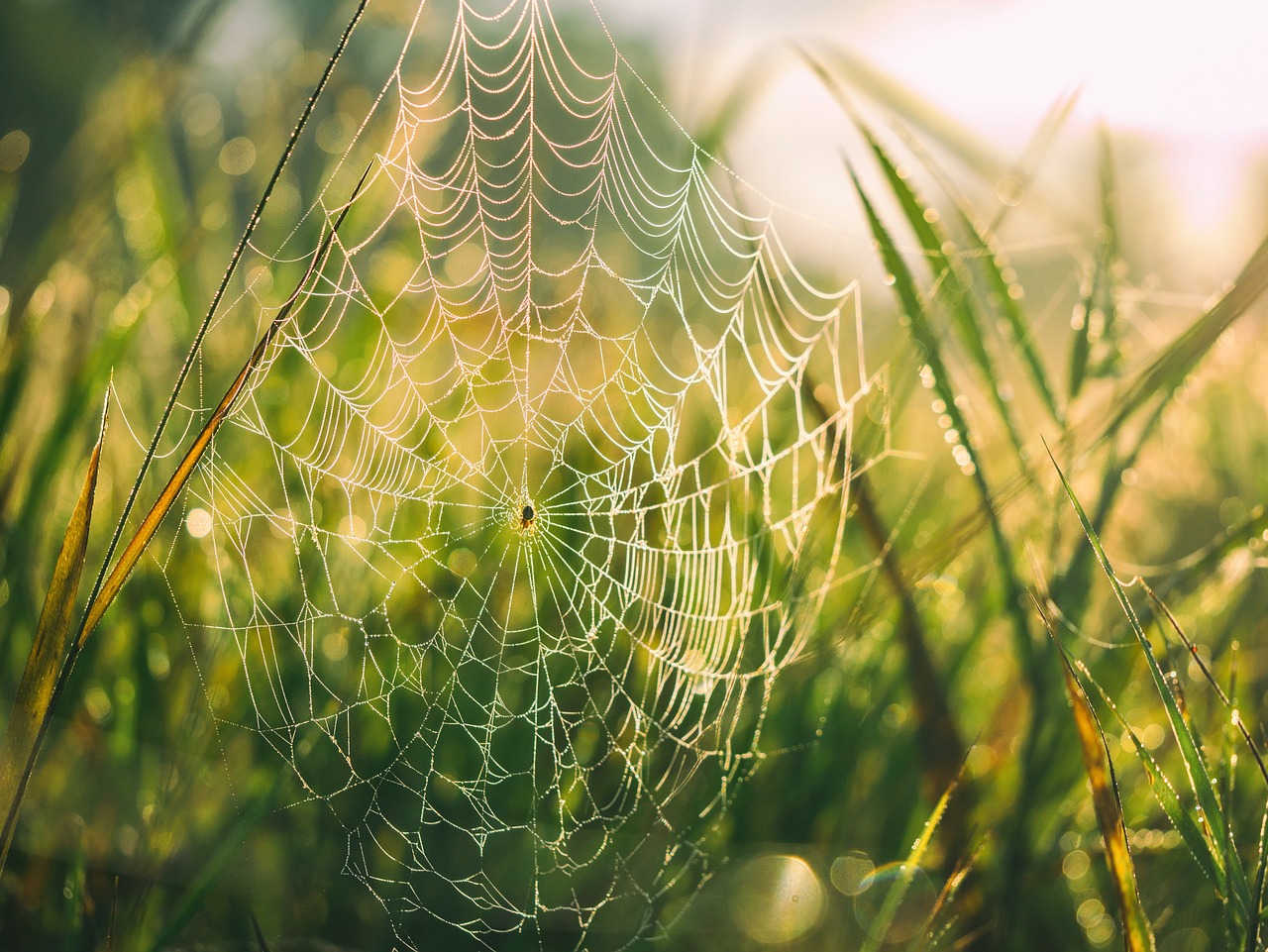 Voras, Internetas, Žalias, Žolė, Gamta, Lauke, Bokeh, Saulėtekis, Šviesa, Vabzdys