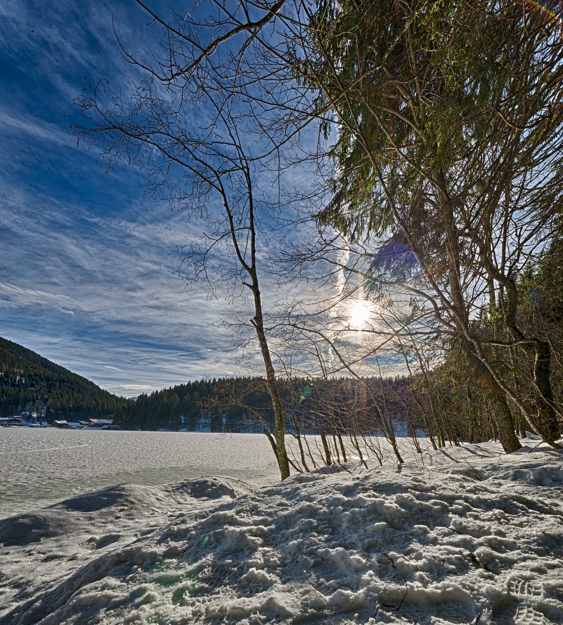 Spitzingsee,  Bavarija,  Alpine,  Kalnai,  Žiemos,  Saulėlydžio,  Vokietija,  Sniegas,  Pobūdį,  Kraštovaizdis