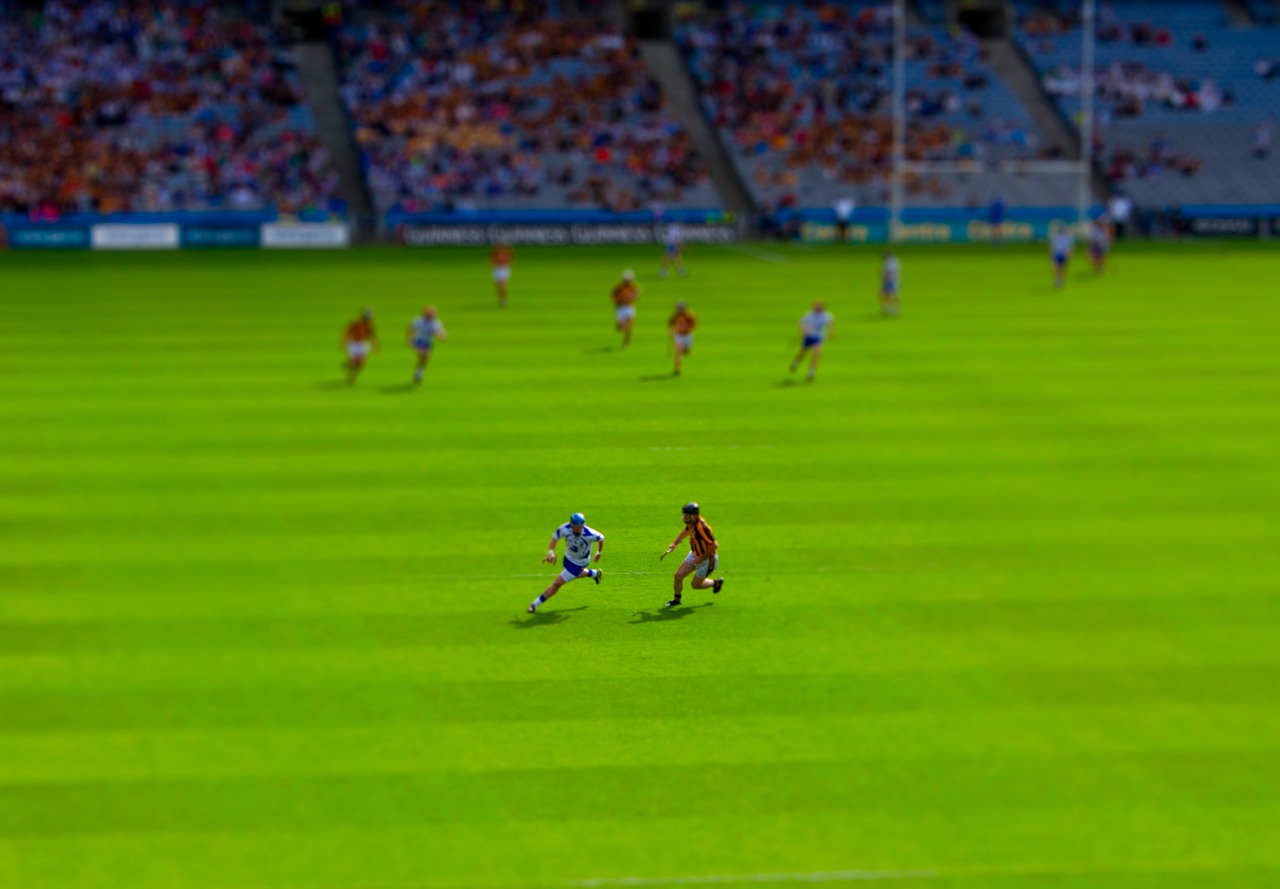 Sportas, Pakreipiamas Poslinkis, Tilt-Shift, Airija, Hurling, Keltų Sportas, Keltų, Žalias, Laukas, Stadionas