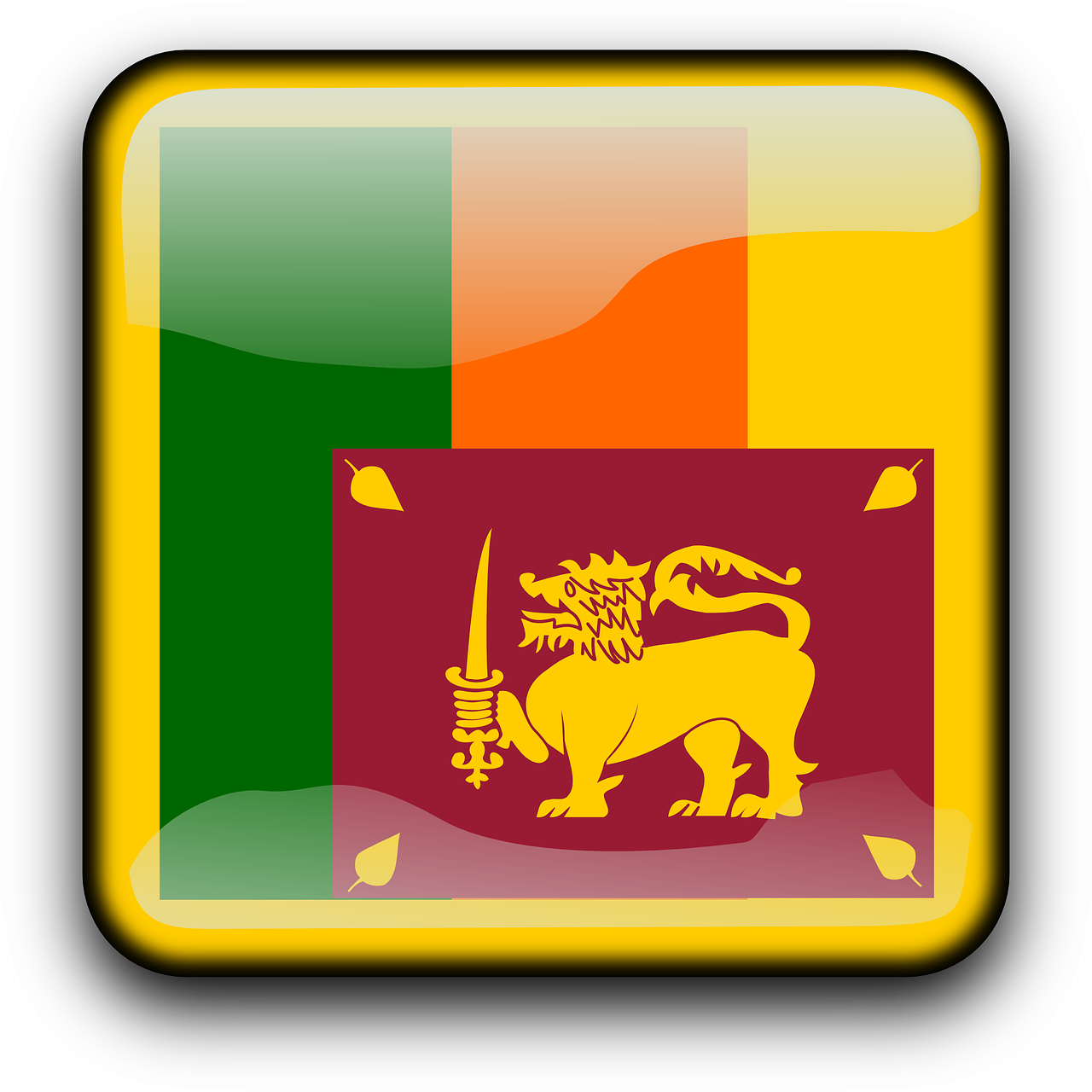 Šri Lanka, Vėliava, Šalis, Tautybė, Kvadratas, Mygtukas, Blizgus, Nemokama Vektorinė Grafika, Nemokamos Nuotraukos,  Nemokama Licenzija
