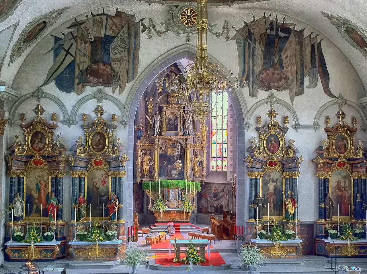 St Martinas, Appenzell, Šveicarija, Bažnyčia, Pastatas, Interjeras, Viduje, Architektūra, Ornate, Skulptūros
