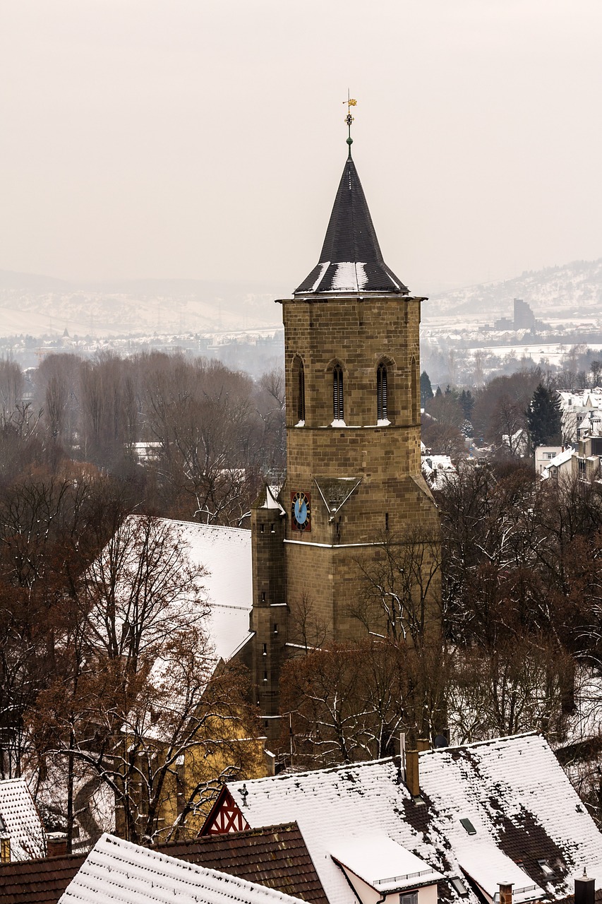 Šv. Mičelio Bažnyčia, Waiblingen, Žiema, Sniegas, Žiemą, Šaltas, Bažnyčia, Architektūra, Nemokamos Nuotraukos,  Nemokama Licenzija