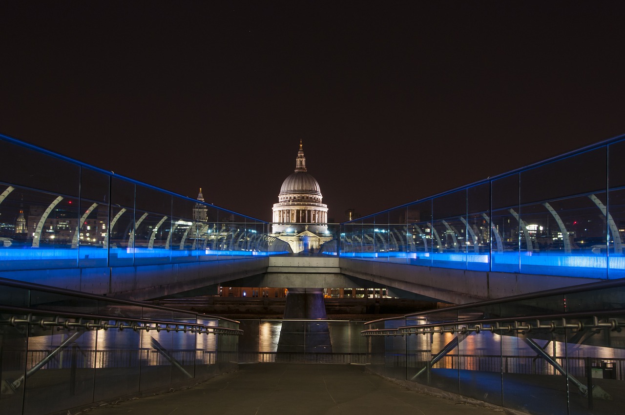 St Pauls, Naktis, Londonas, Miestas, Architektūra, Orientyras, Kelionė, Katedra, Upė, Pastatas